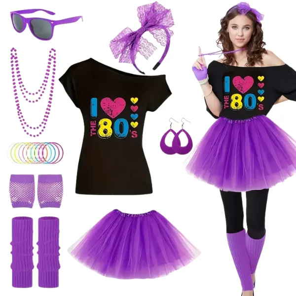 Womens 80's Dress Up Costtume Set (XL)