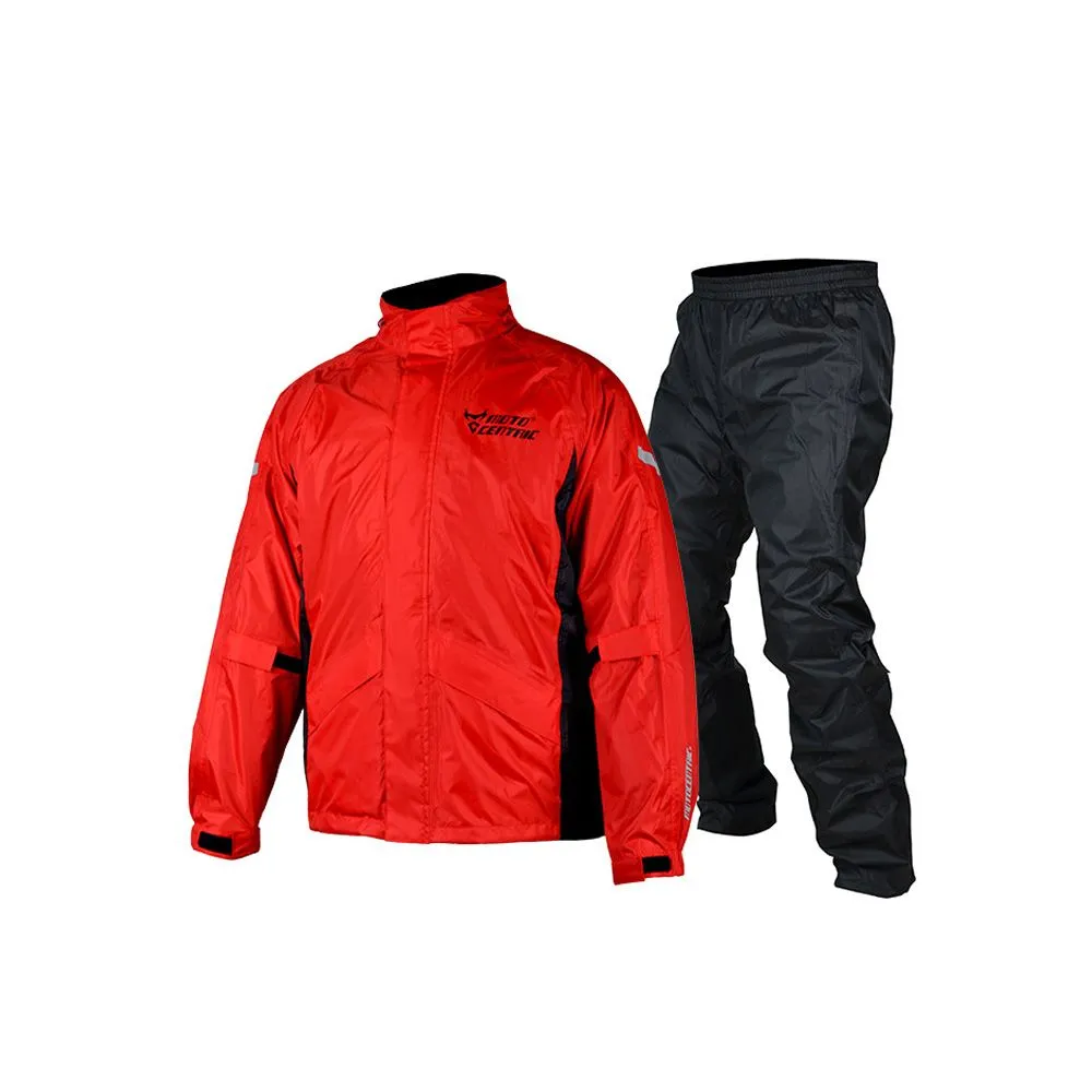 Motocentric Rain Suits for Men Waterproof Motorcycle Rain Coat 2pcs - Red-L