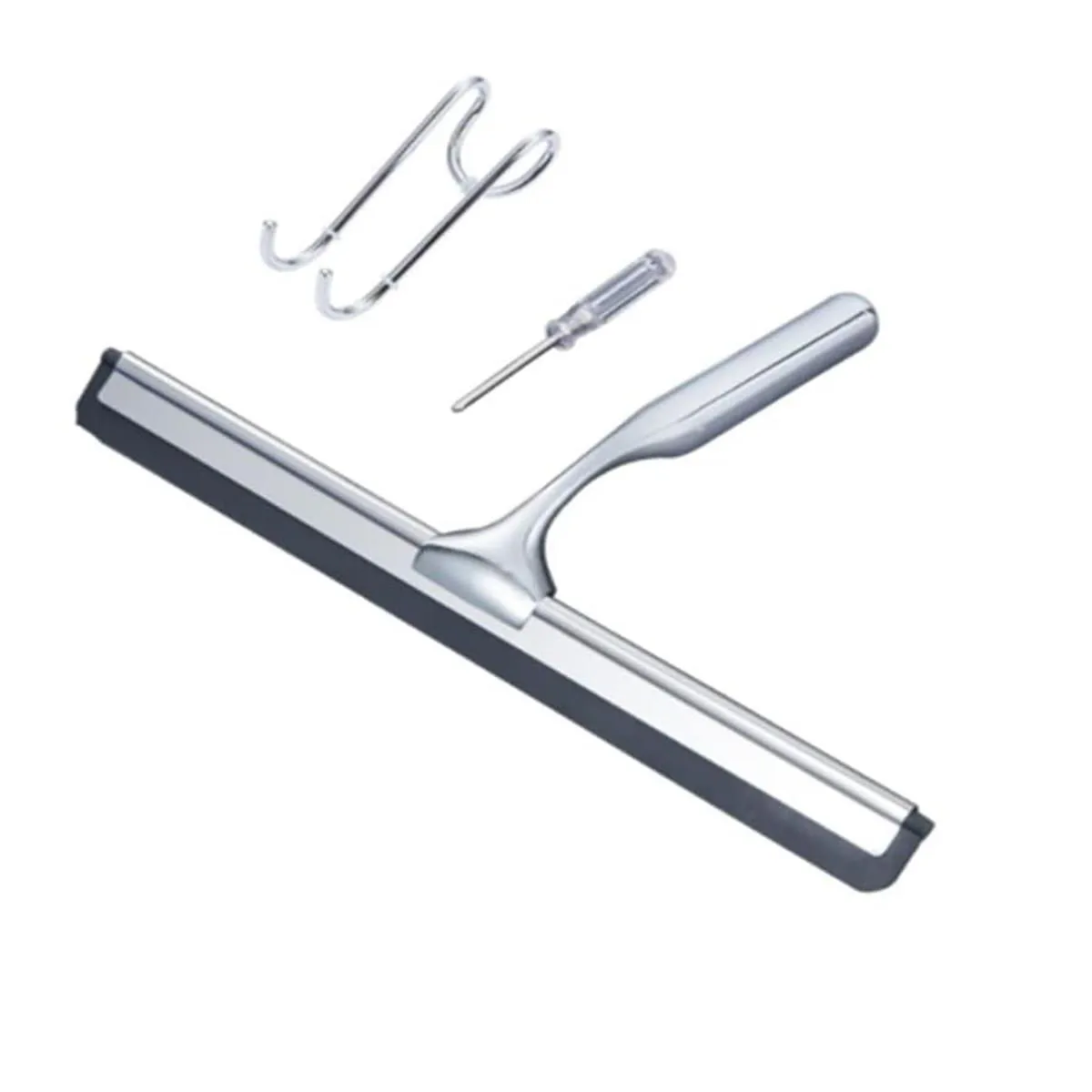 Shower Squeegee Window Wiper Stainless Steel Window Sweeper - Silver