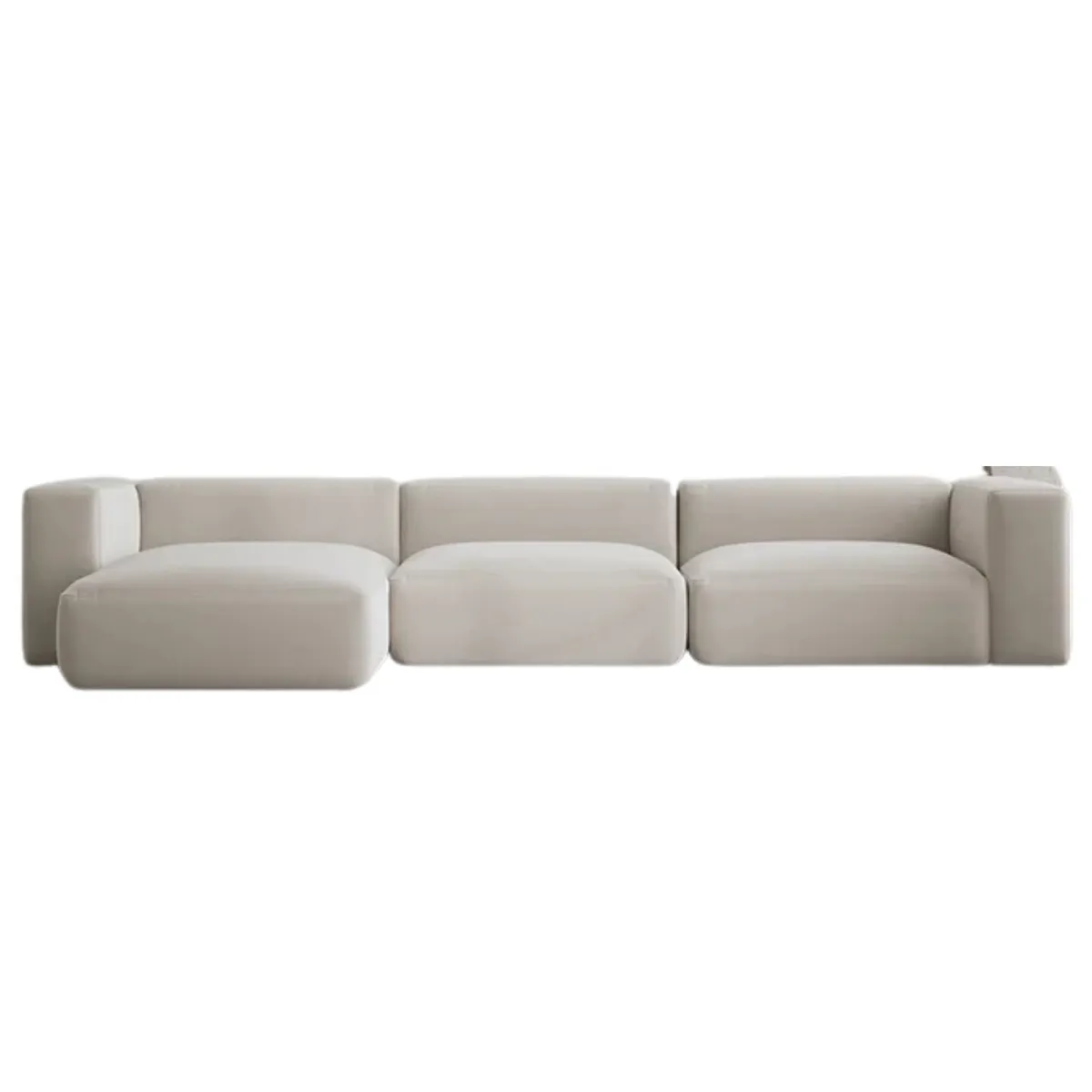 Aurora Cold Cream - White, Cotton 6 Seater Sofa - Ocean