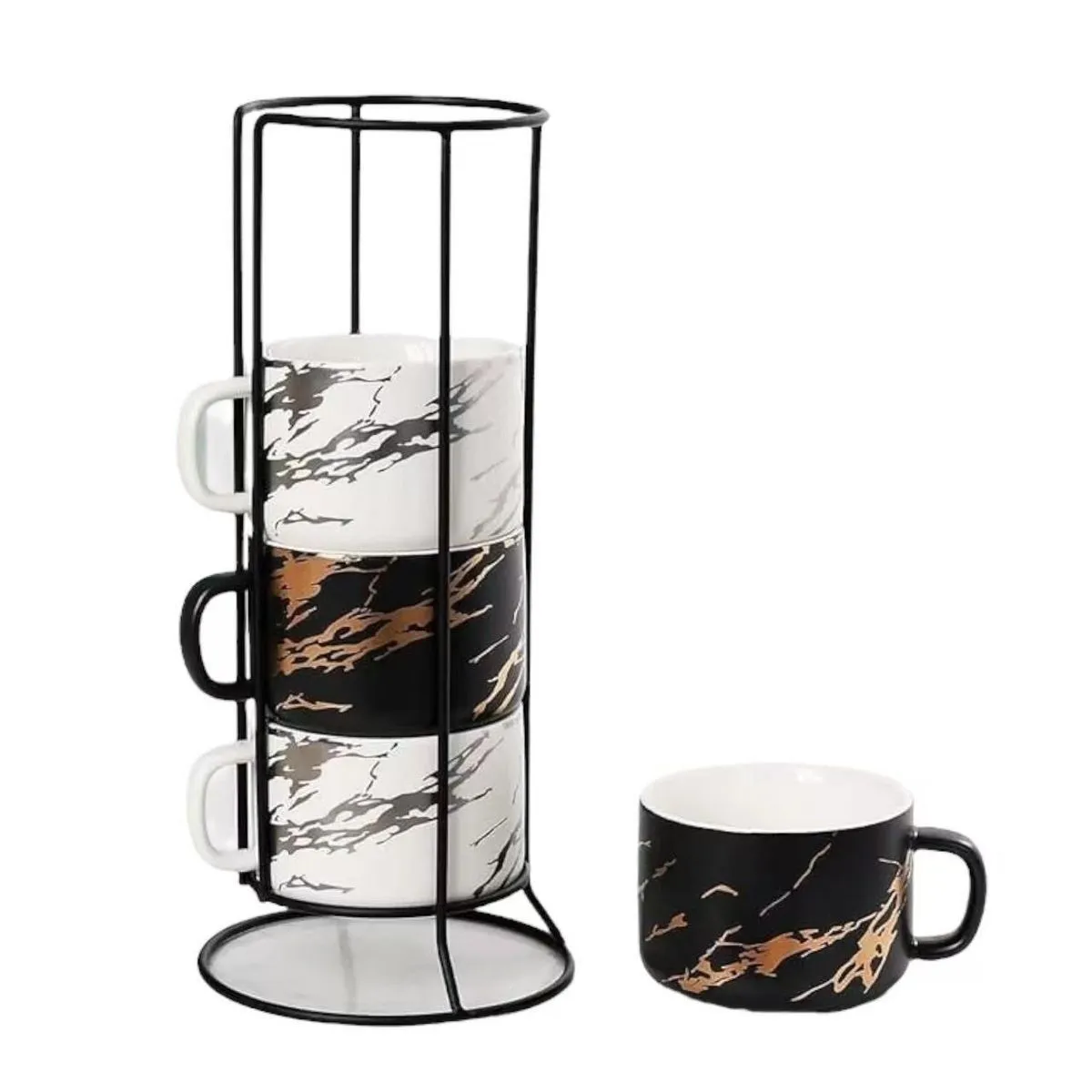 Stackable Ceramic Demitasse Espresso Mugs Cups Set of 4