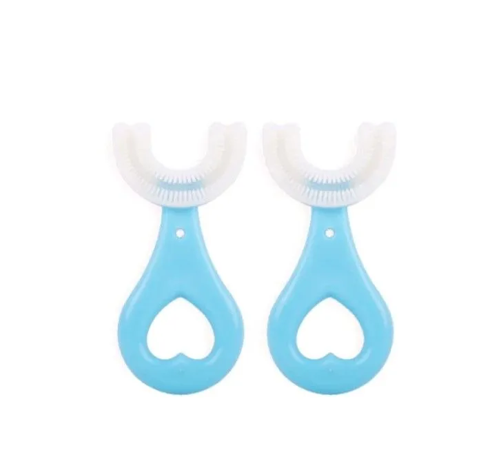 4 Pieces Kids Toothbrush/U-shaped Child Toothbrush/Age 2-6 - Blue