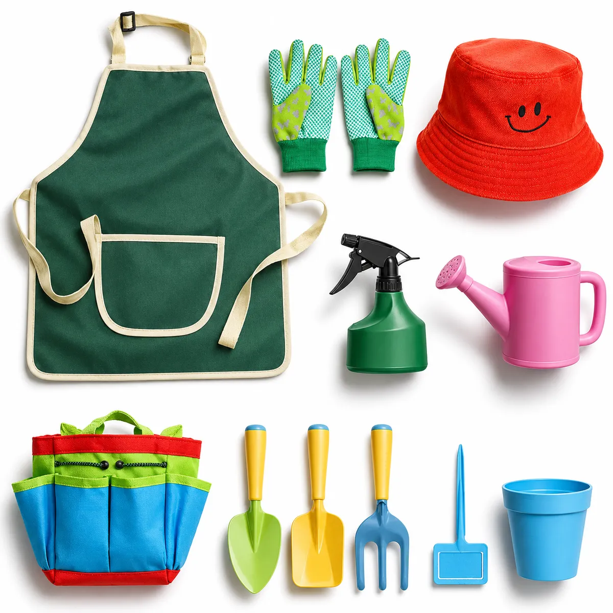 Kids Gardening Tool Set with Apron & Storage Bag Outdoor Planting Toys