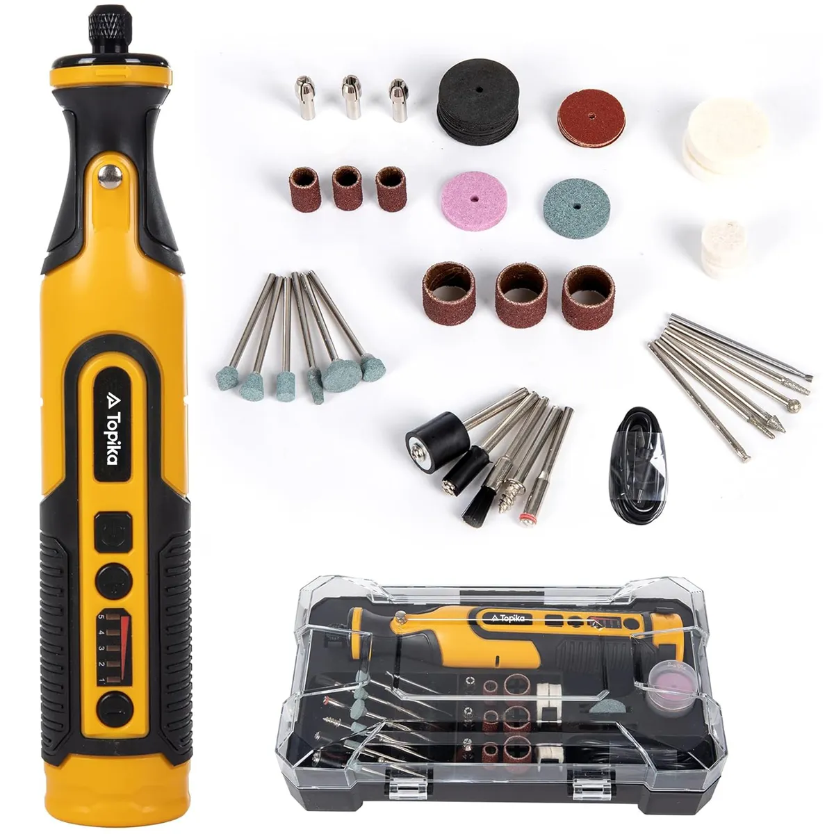 Topika Rotary Tool Multi Mini Grinder Set 5-Speed Adjustment Storage Box