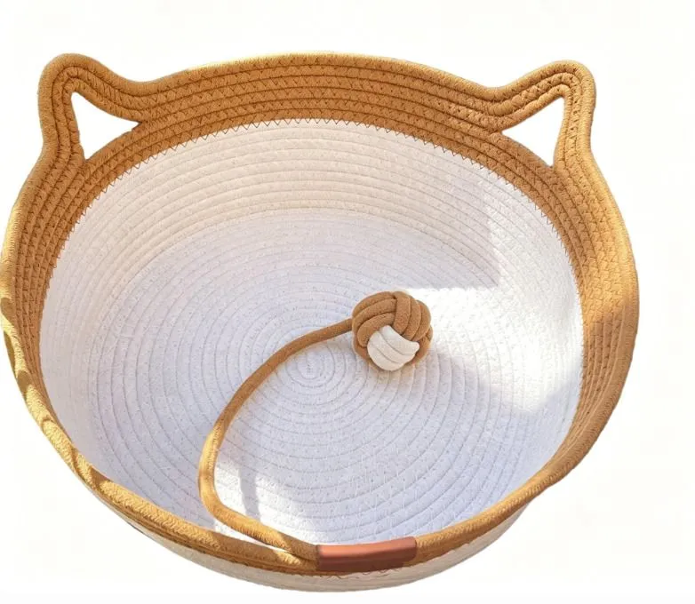 Handwoven Cotton Rope Cat Basket Bed Small