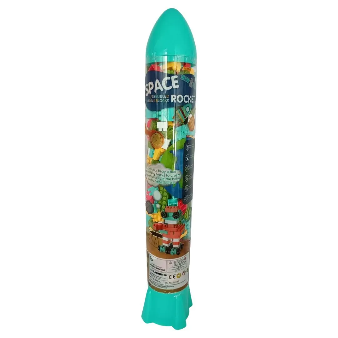 Space Rocket Building Blocks - 195 Piece - Toys for Toddlers - Blue