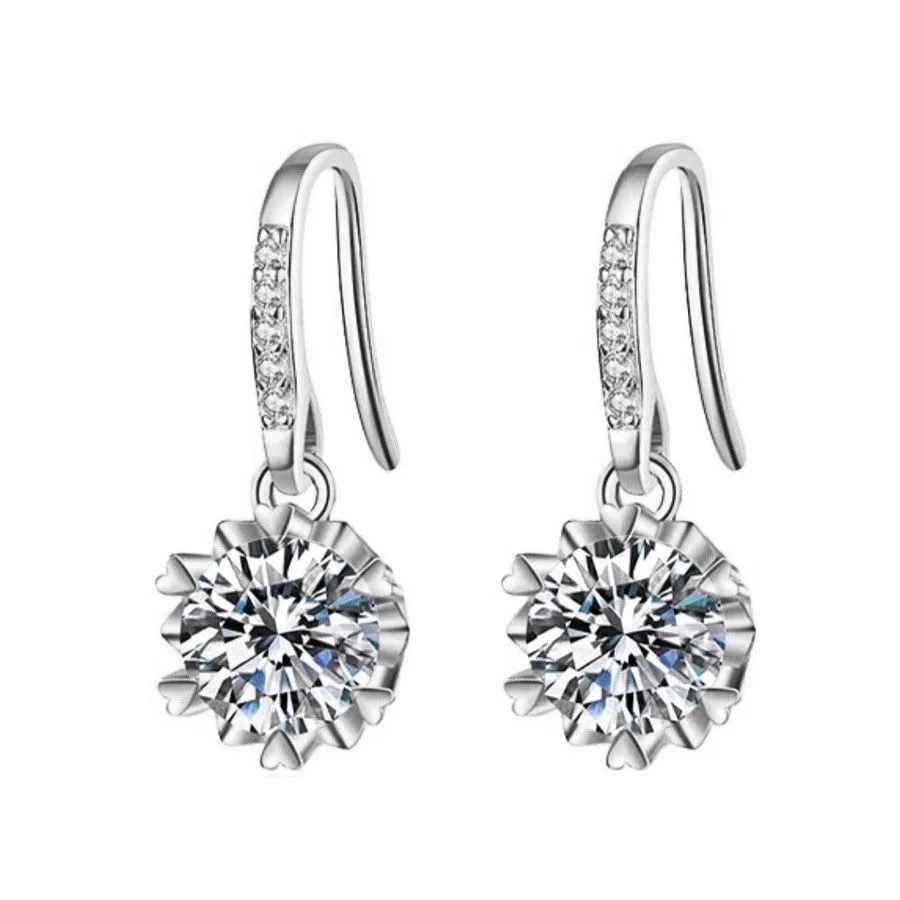 2ct Moissanite Diamond Drop Earrings in White Gold Sterling Silver