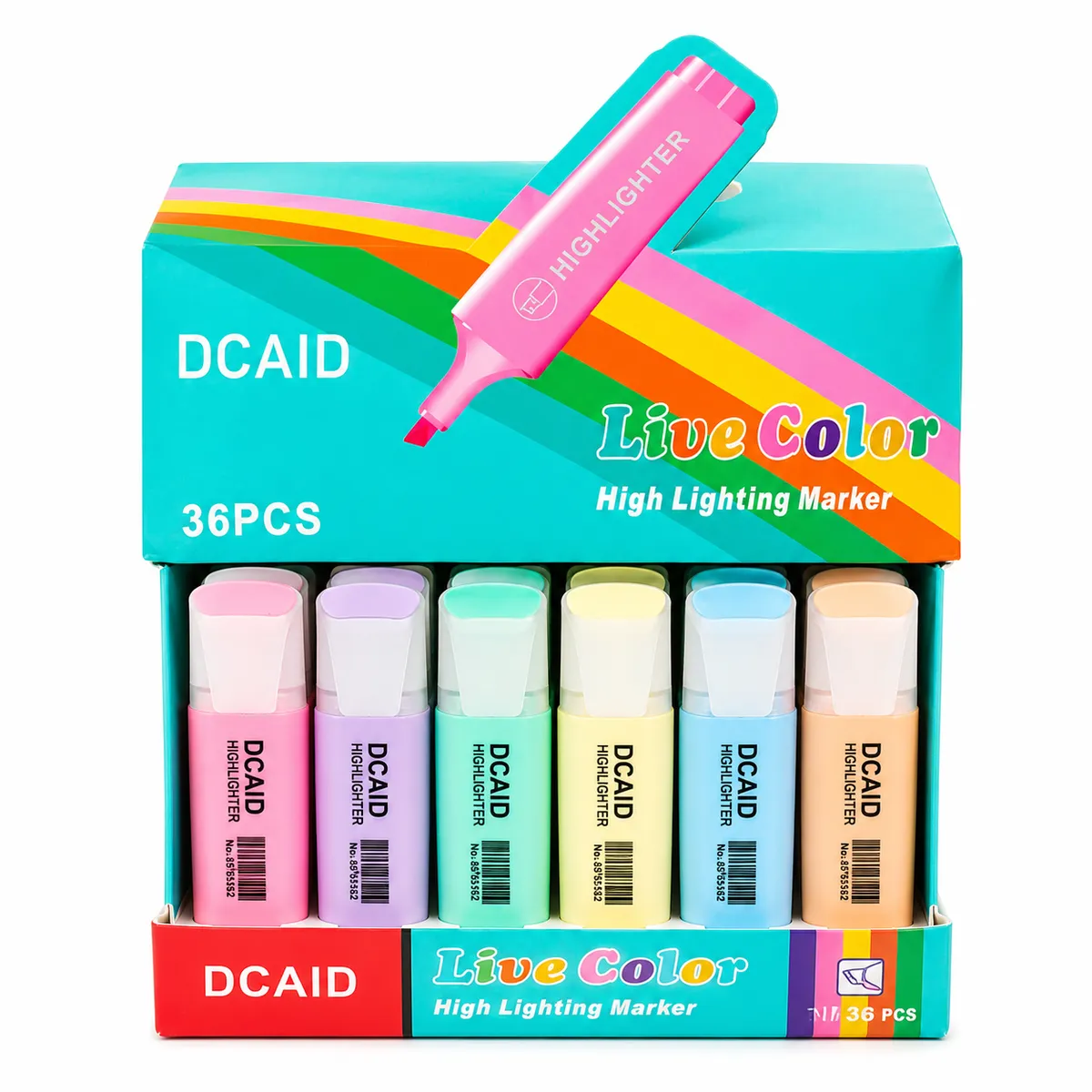 DCAID 36PCS Pastel Highlighter Marker Set Assorted Soft Colour Pens