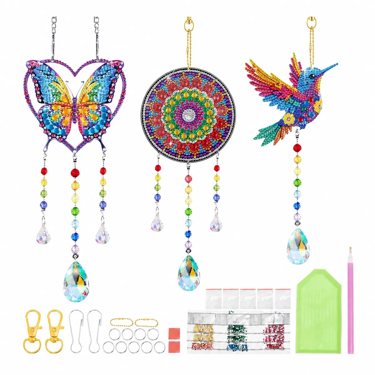 LJCZKA DIY Diamond Art Wind Chime Kit for Girls Kids Ages 6-12 3 Designs