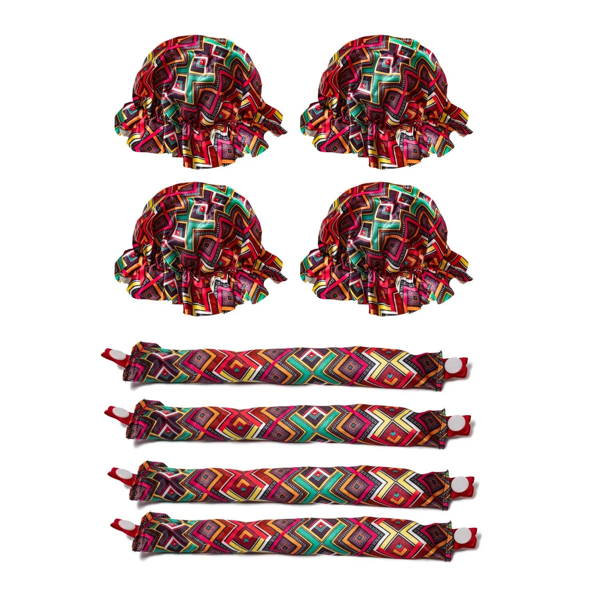 Mhle Heatless Hair Curler Set | 8 Set | African Print No Heat| Curling Rods