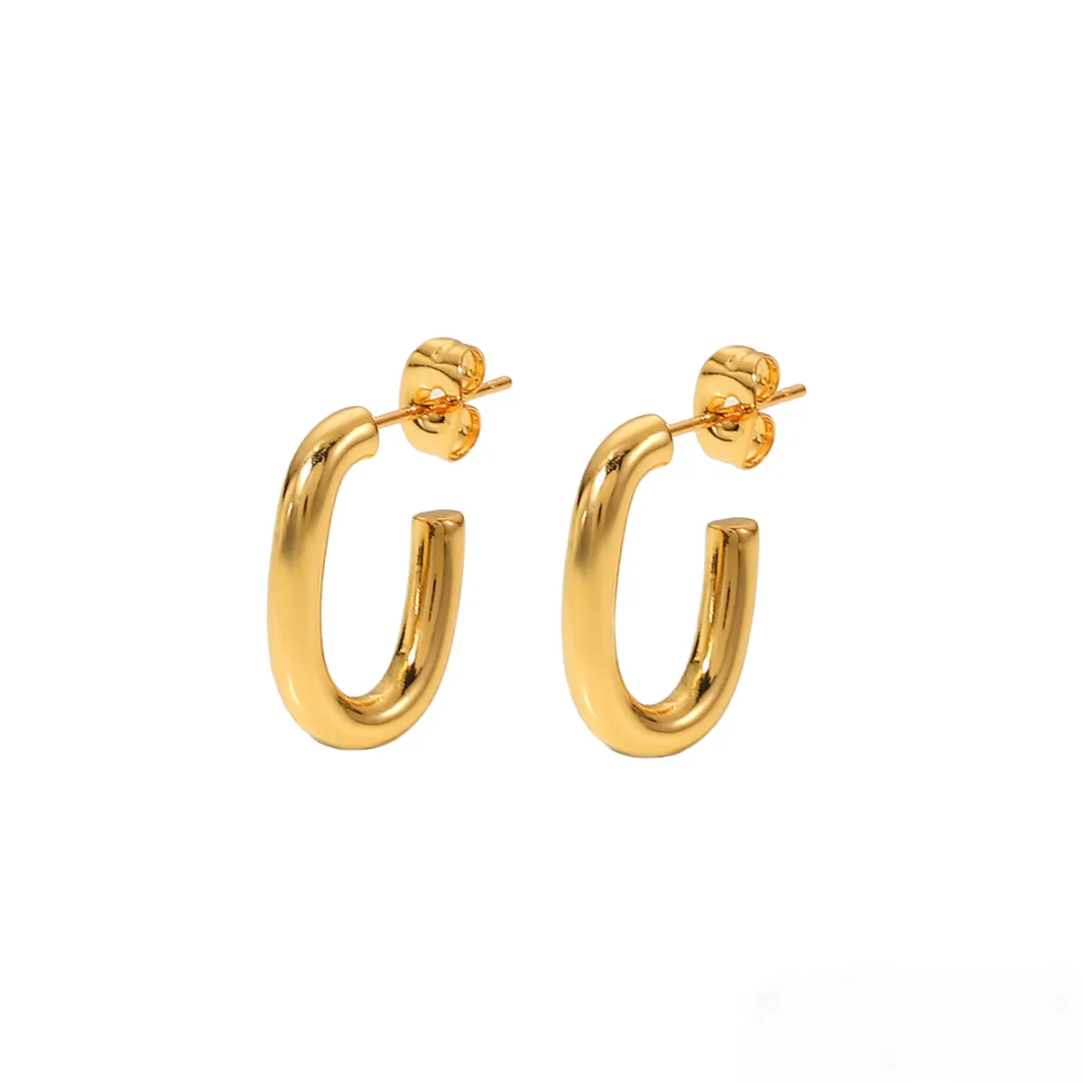 Classic Gold Oval Hoop Earrings for Women
