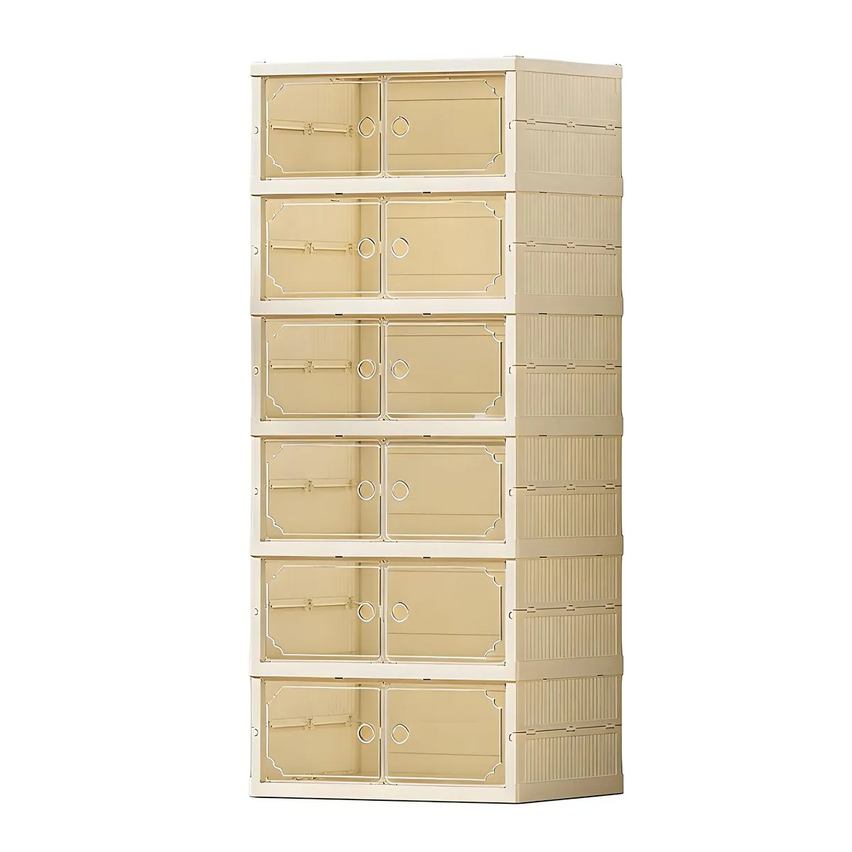 Foldable Shoe Storage Box, 6 Layer Shoe Rack Organizer with Doors