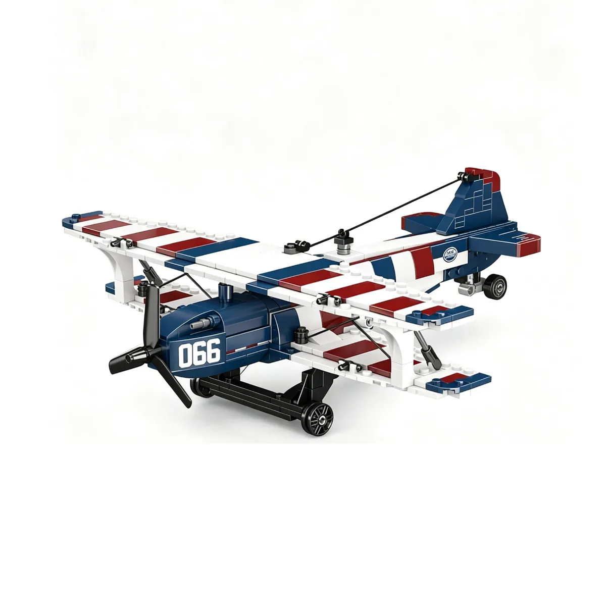 ZELTRYN Mould King American Racing Biplane Building Blocks Model