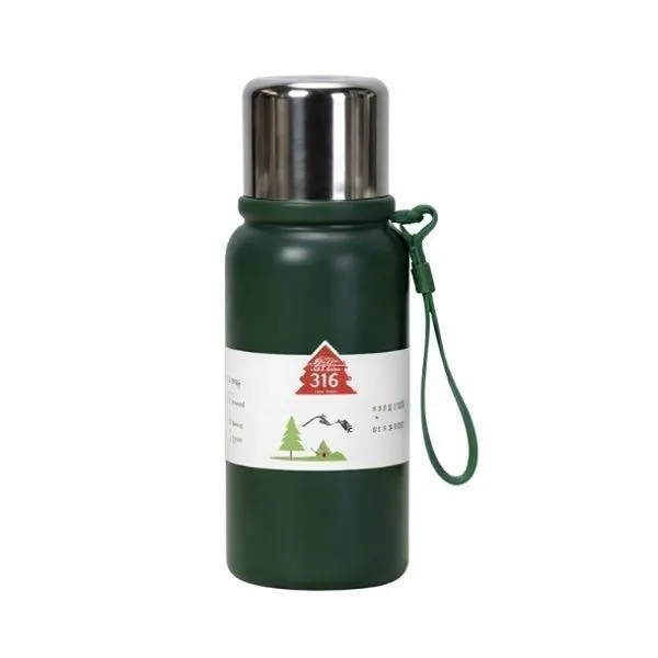 350 ml Thermos Flask - Green, Silver