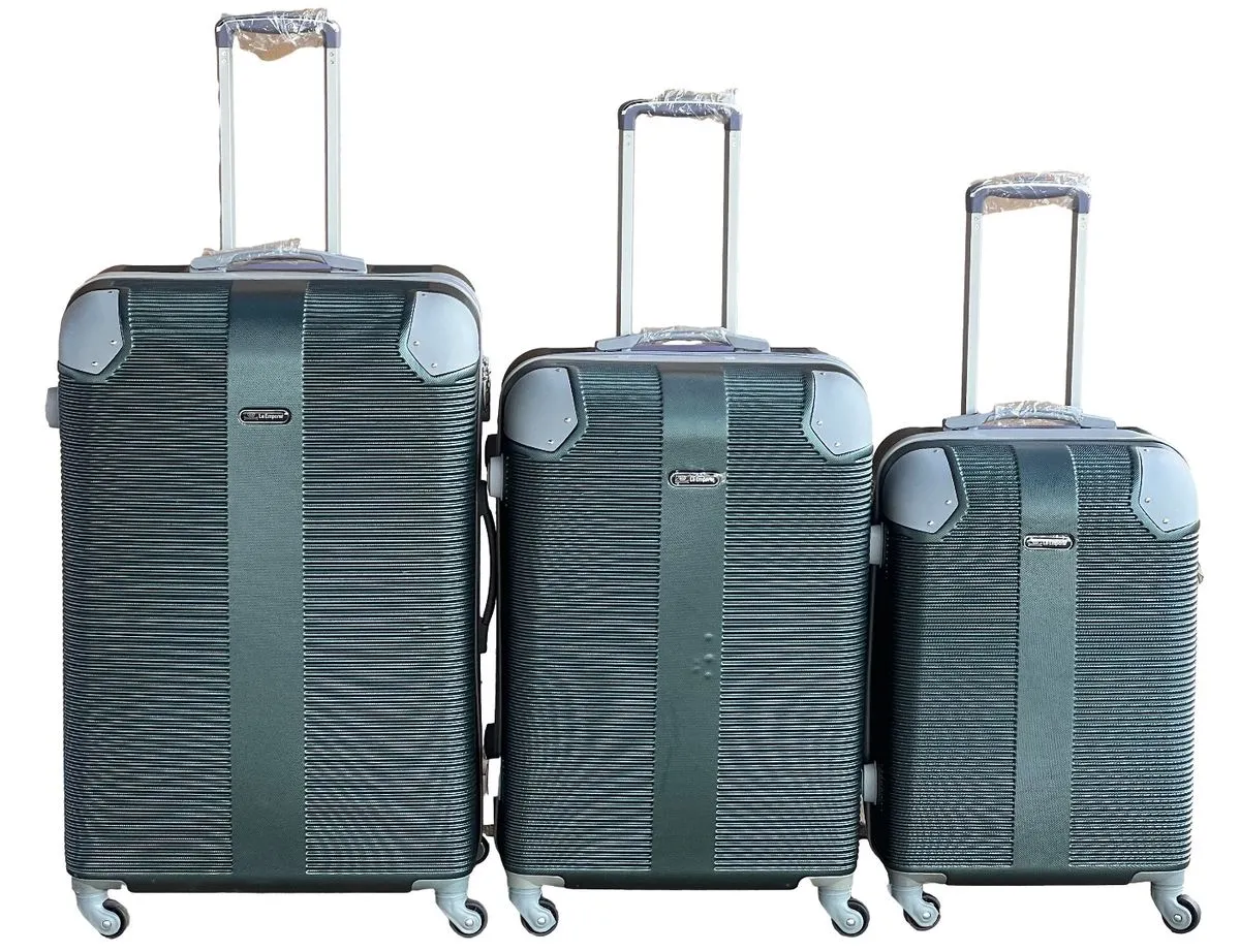 Le Emporer - 3 Piece Luggage Set-Light Weight Suitcase - Dark Green