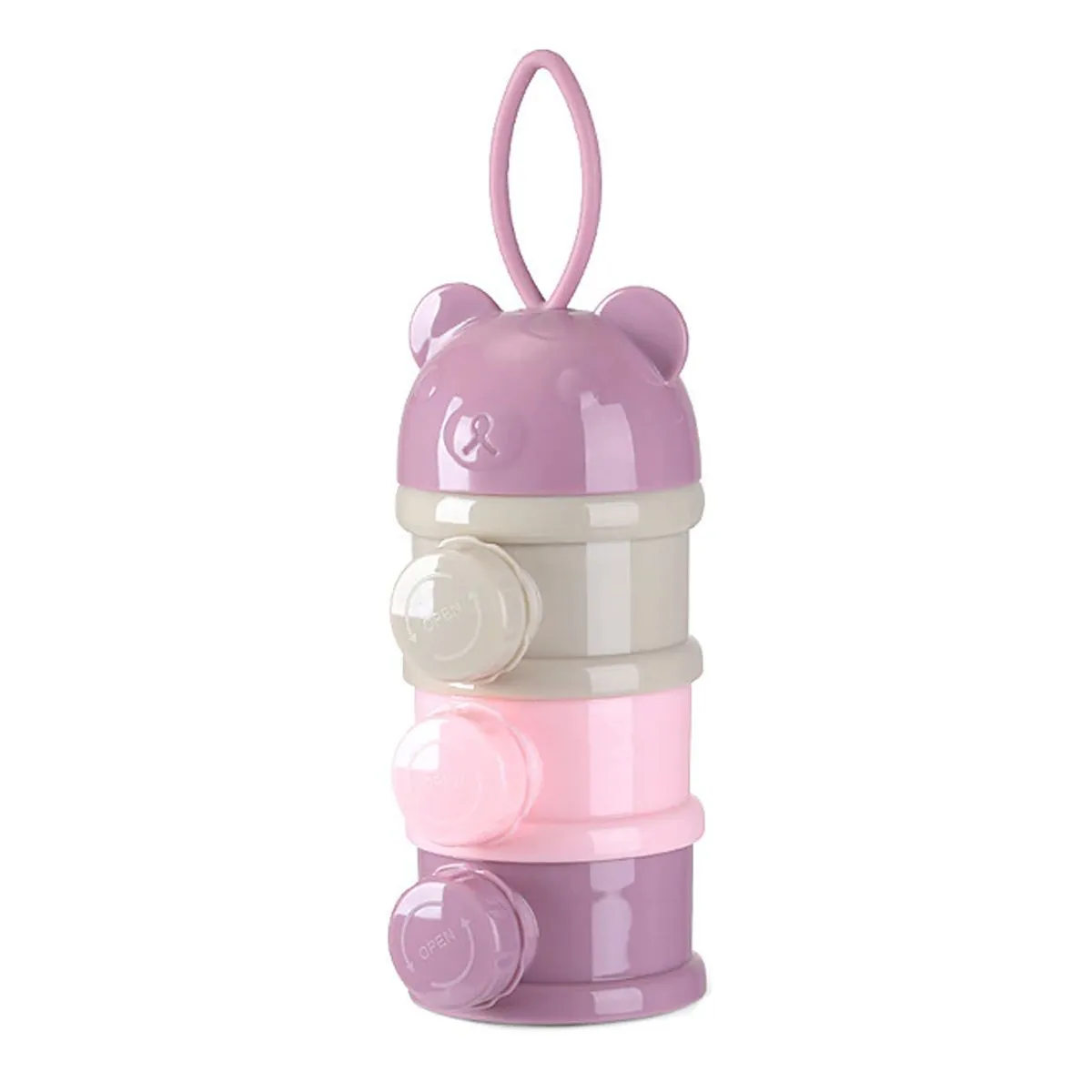 4 Layer Stackable Formula Milk Dispenser Portable Container Carry Handle - Purple