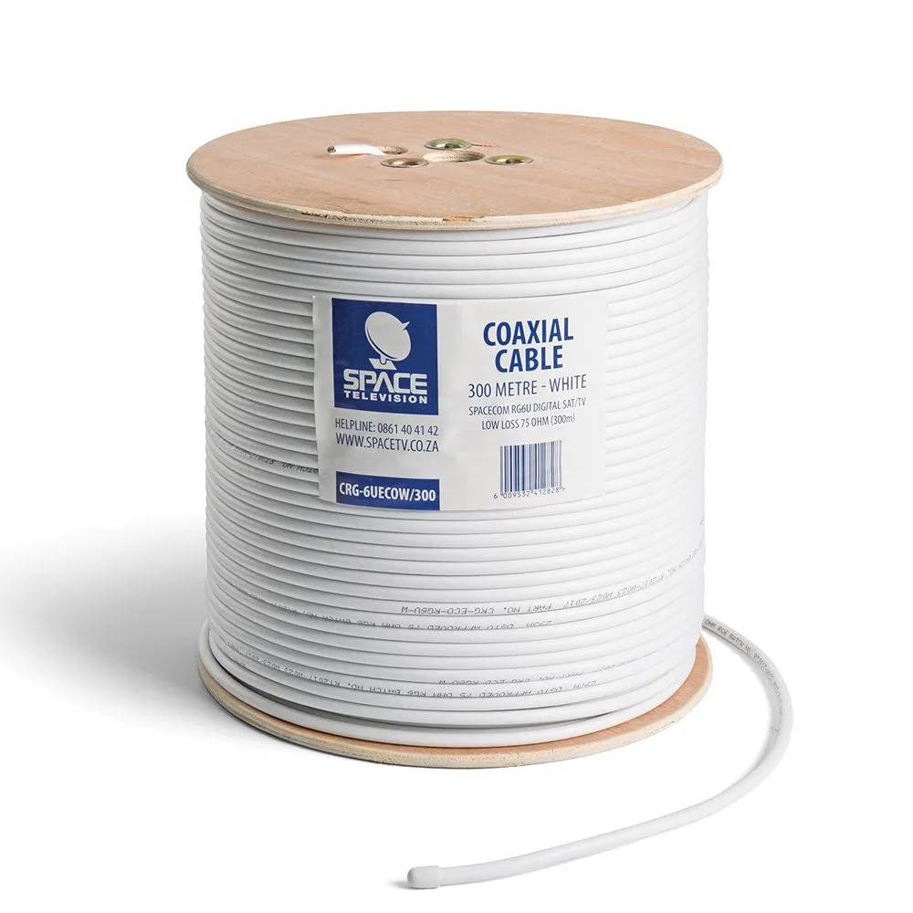 Space TV RG6 Co Axial Cable 64 Braid, White - DStv Approved -300m