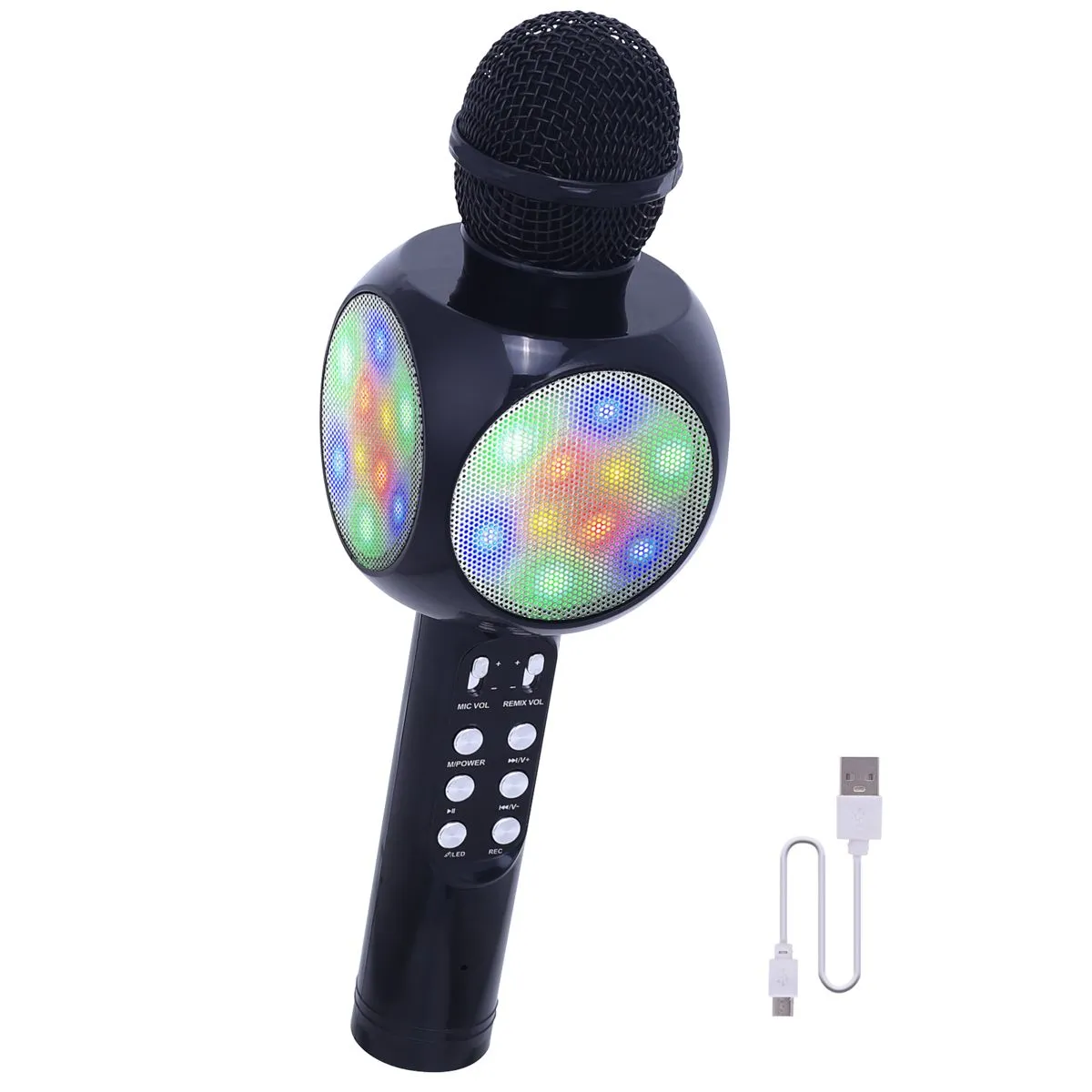Multifunctional Portable Handheld Microphone with Speaker Karaoke - Black