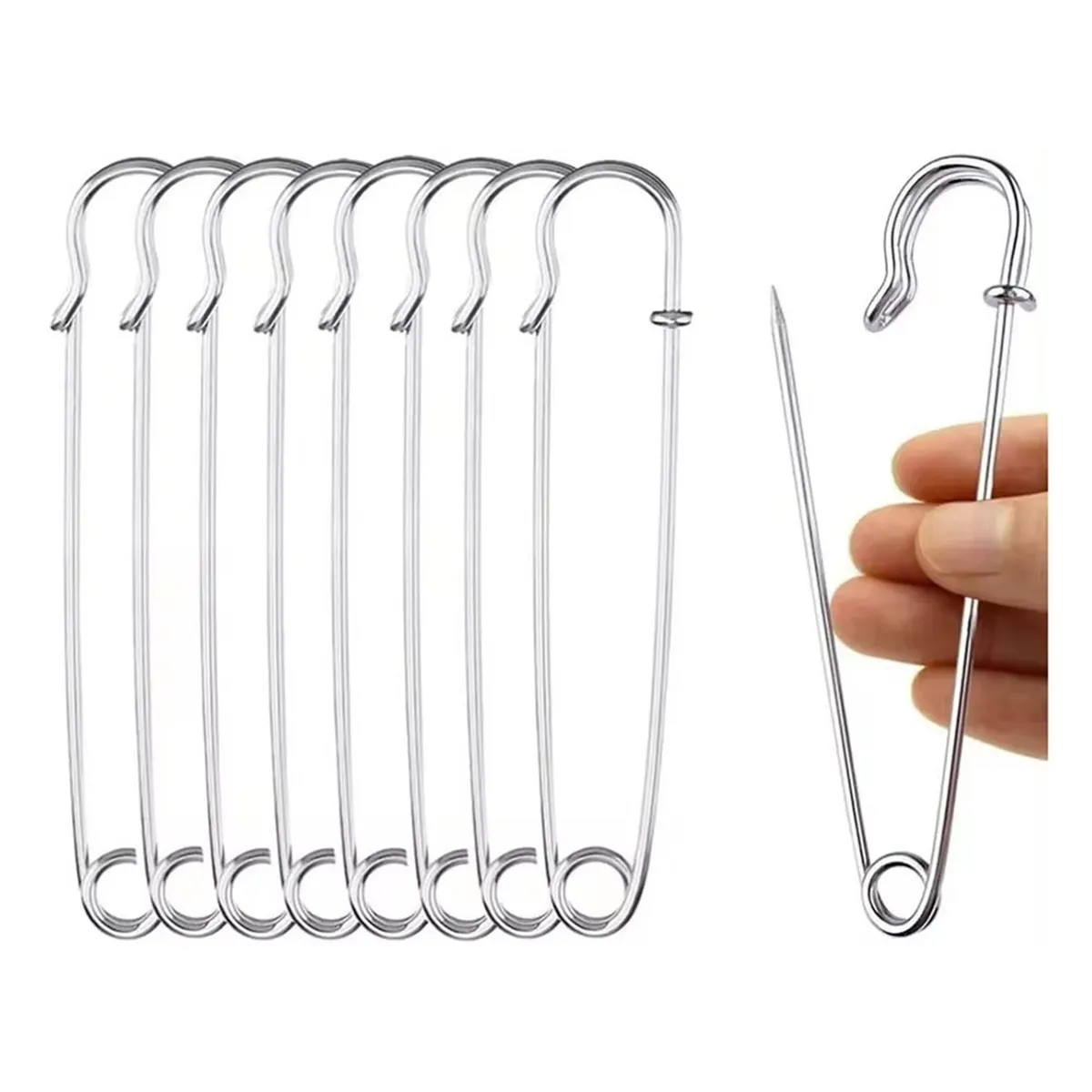 50 Pcs Safety Pins Paper Clip Diy Sewing Tool Silver Metal Needles