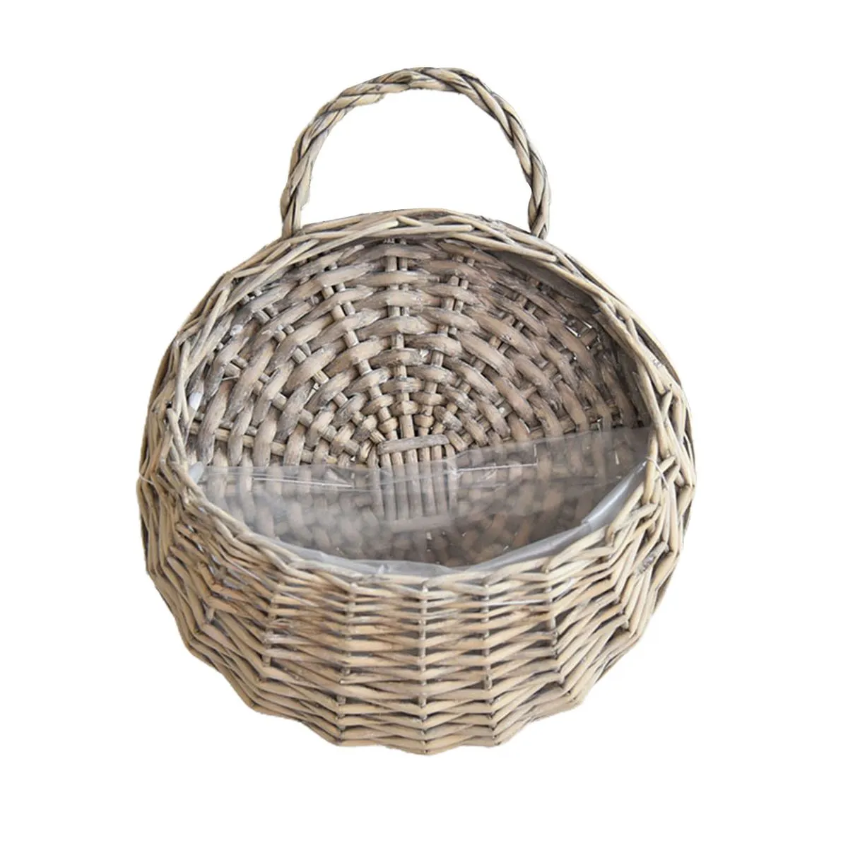 Large Gray Wicker Hanging Basket