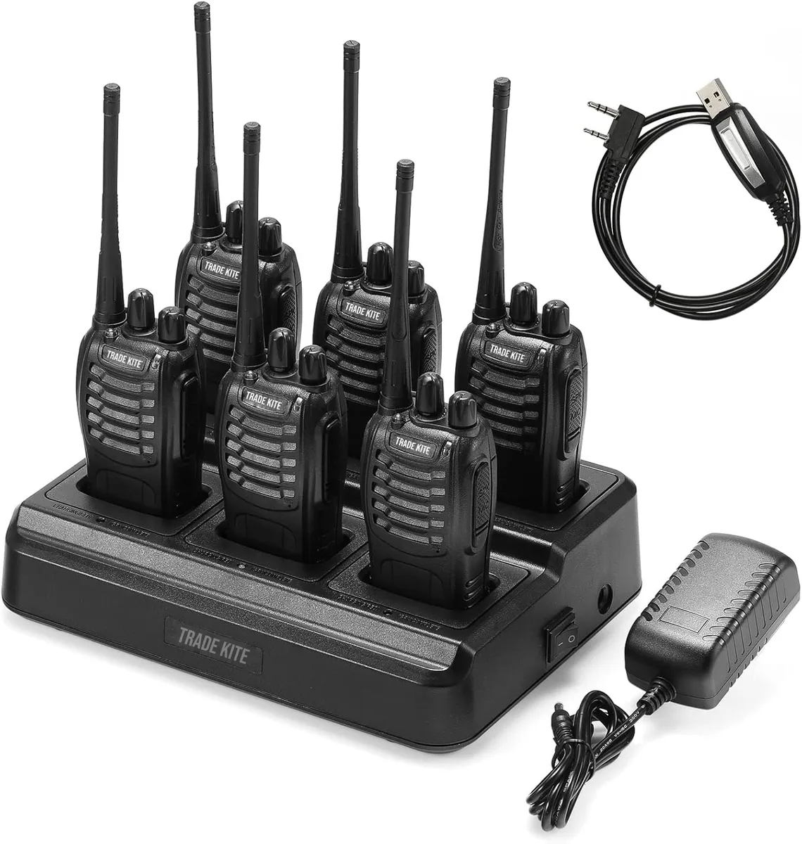 Trade Kite 16-Channel UHF Walkie Talkie Set - 6 Radios with 6-Way Charger