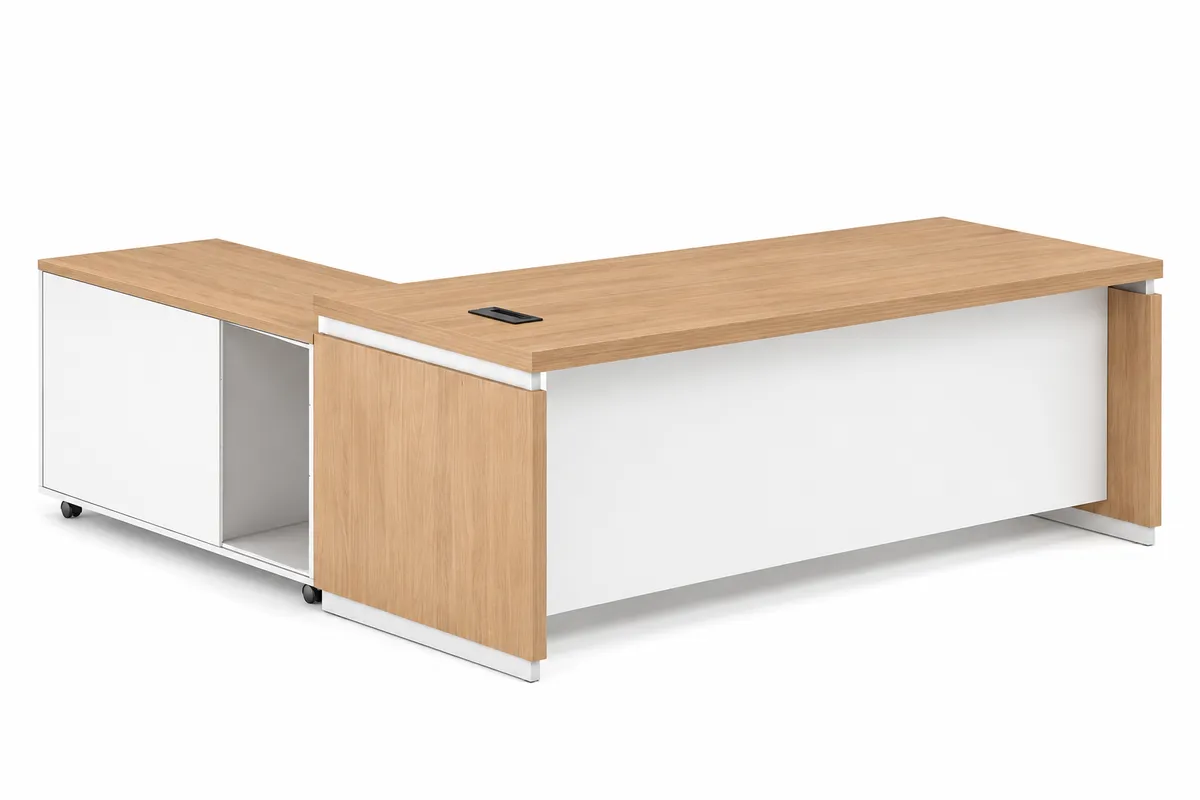 Modern Executive L-Shaped Office Desk 2 m - Brown, White