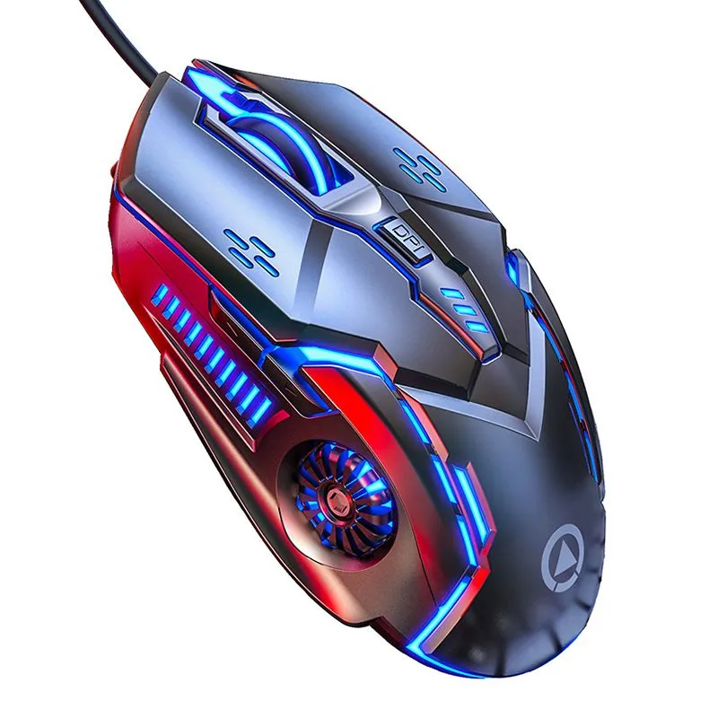 QYNIAL Gaming Mouse Wired Sweat-Proof USB Optical Mouse 6 Buttons Grey