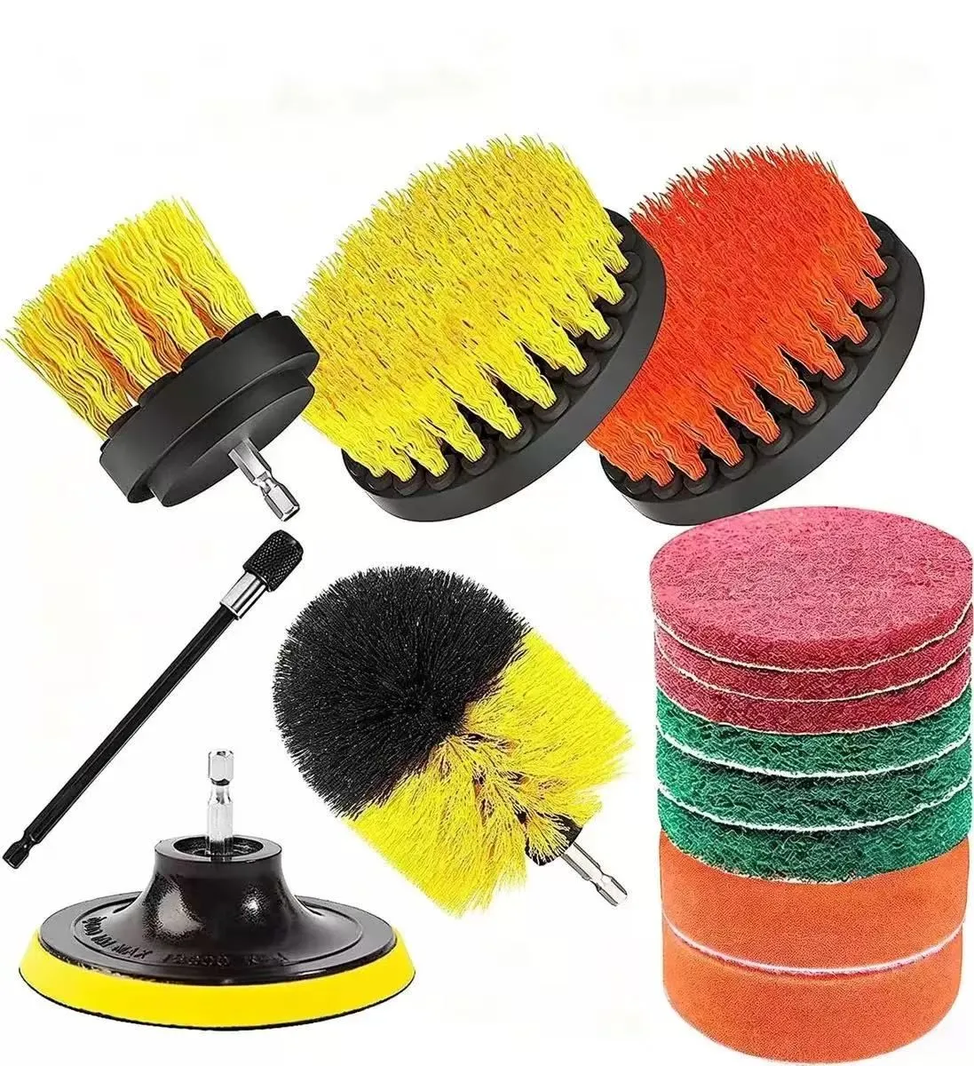 14Piece Drill Brush Attachment Set, Car Cleaning, Scrubbing & Polishing Pad