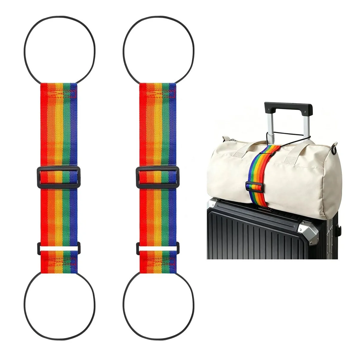 Adjustable Luggage Connector Straps, 2 Pack Multi-Use Travel Bundling Belts