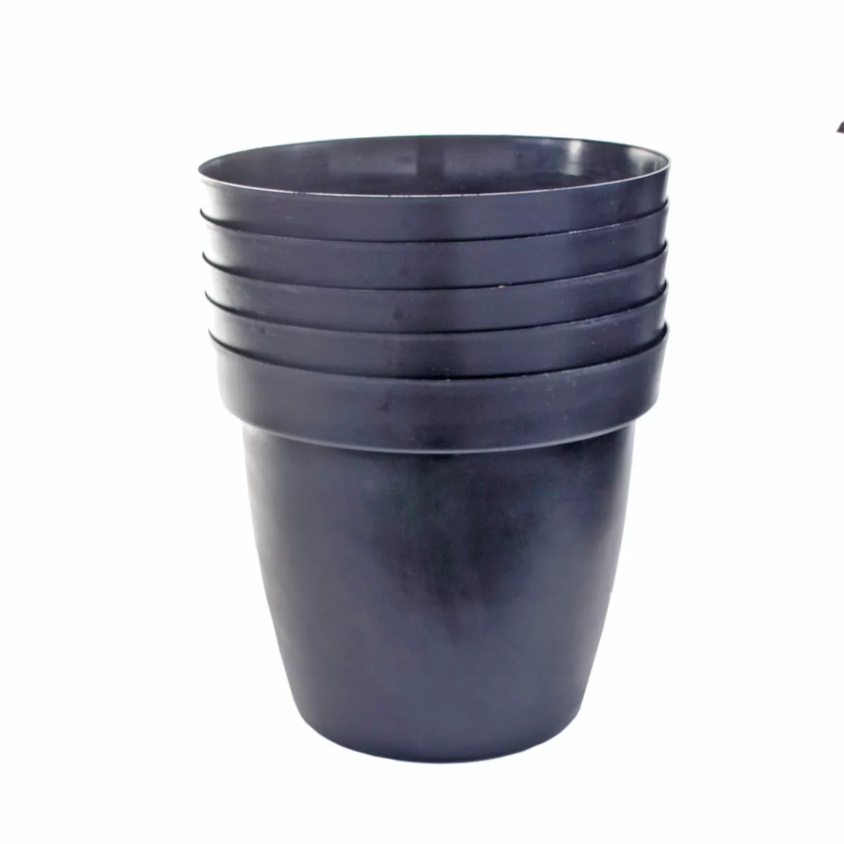 25cm Rigid Round Pots - Set Of 5 - Black