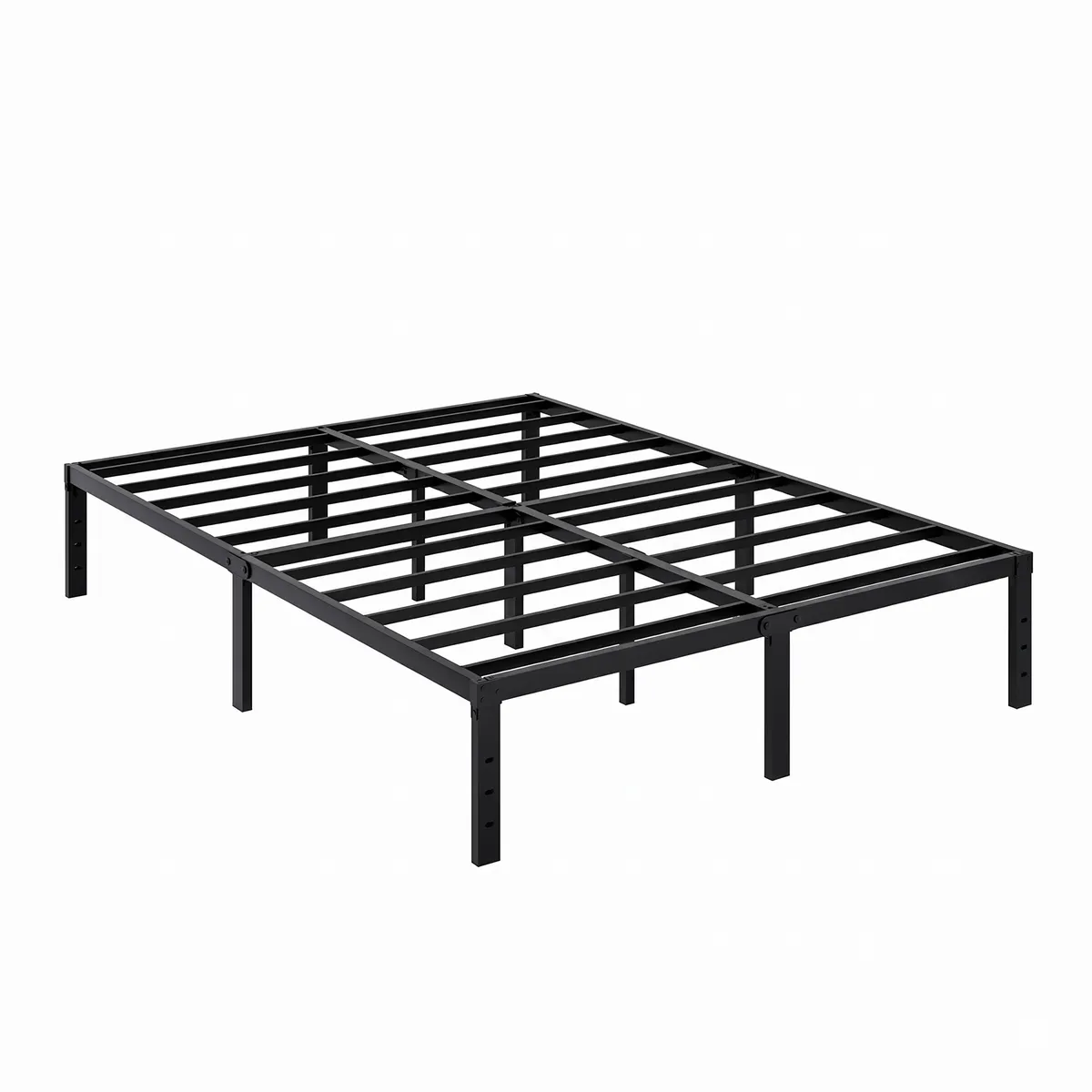 Metal Platform Bed Frame Queen Size with Steel Slats and Storage Space