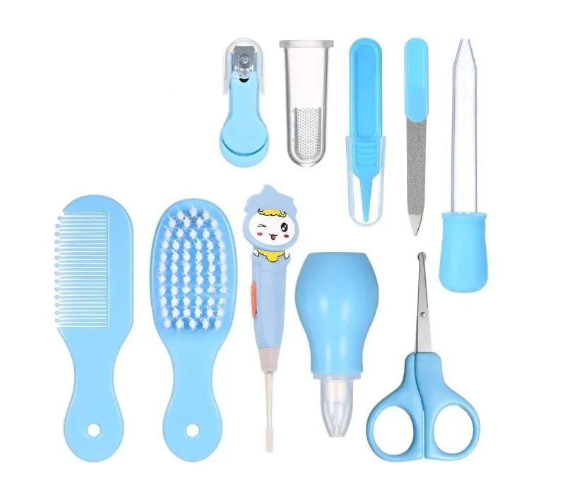 All In One10pcs Baby Grooming Healthcare Kit Infant Nursing Health Care Set - Blue