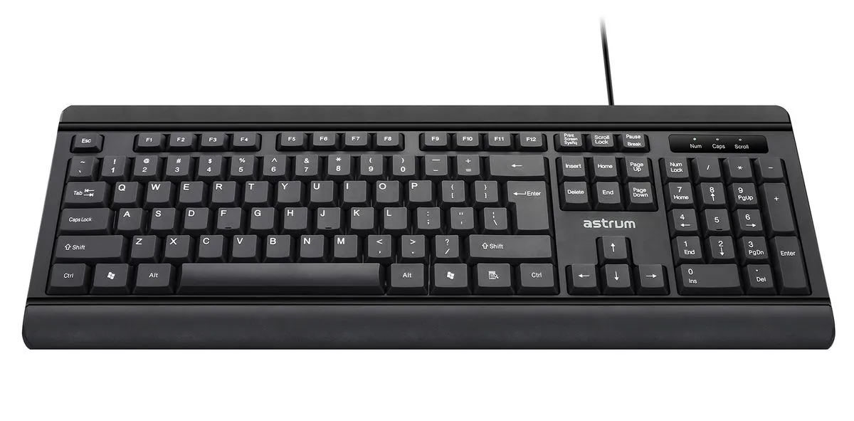 Astrum Full-Size USB Wired Keyboard Spill Resistant & Silent Keys - KB170