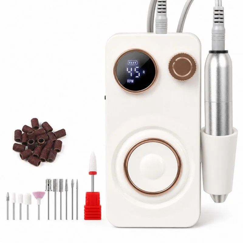 45-Speed Adjustable Electric Nail Grinder, Nail Polishing Machine, White