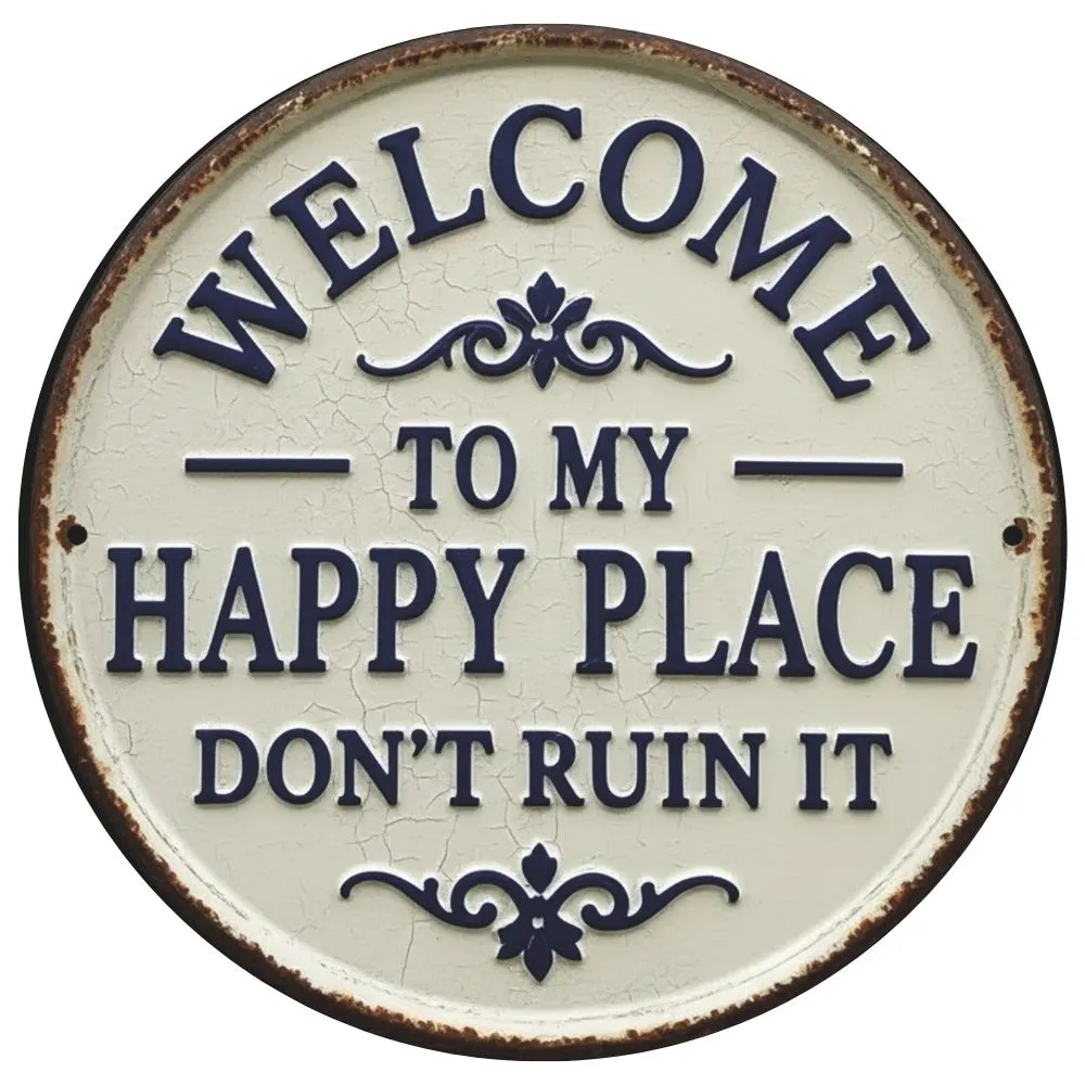 My Happy Place 20cm Round Sign - Made in SA Wall Décor