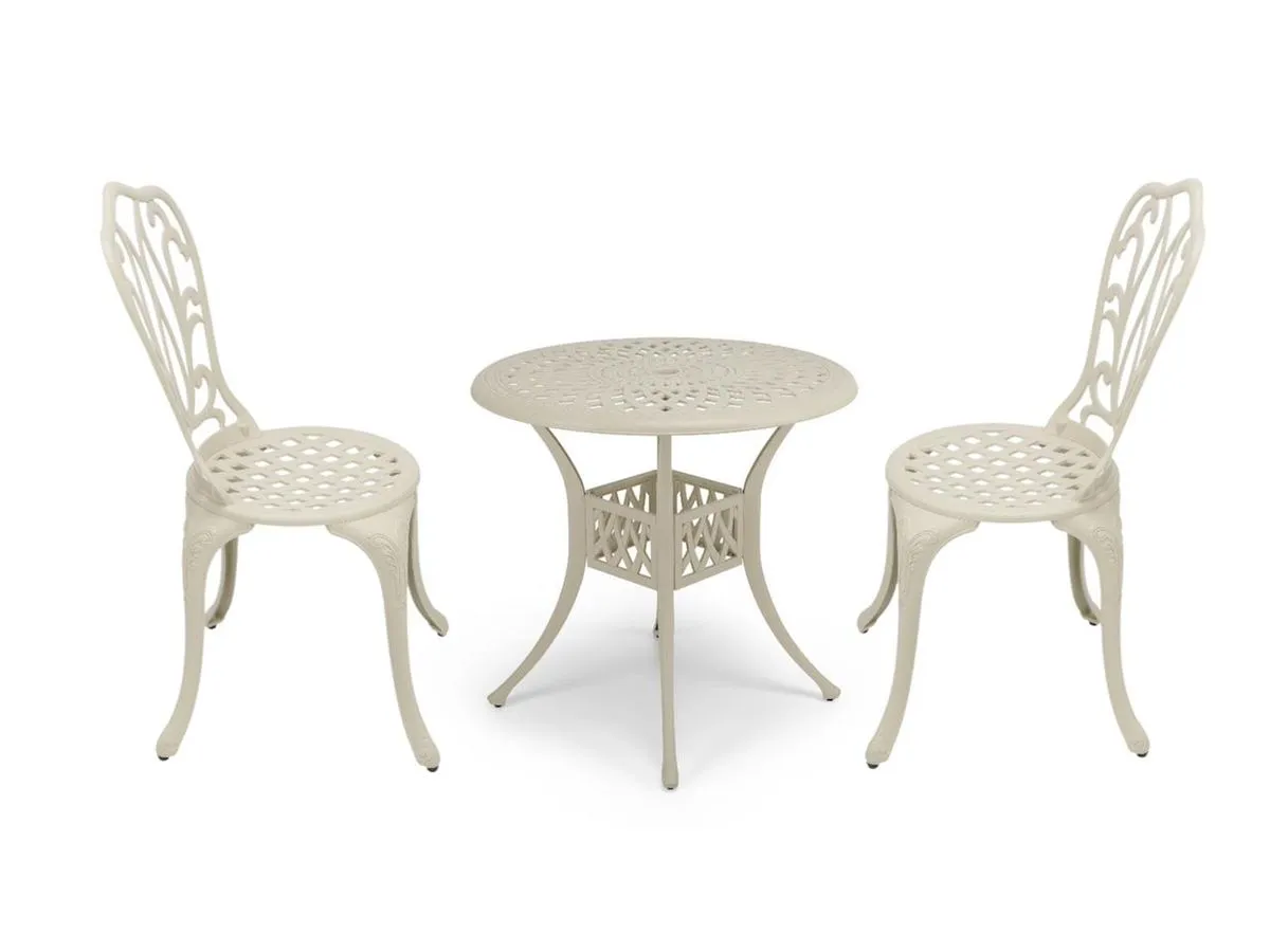 2-Seater Aluminum Outdoor Dining Set - Lisa 3-Piece Garden Table And Chairs - Sand