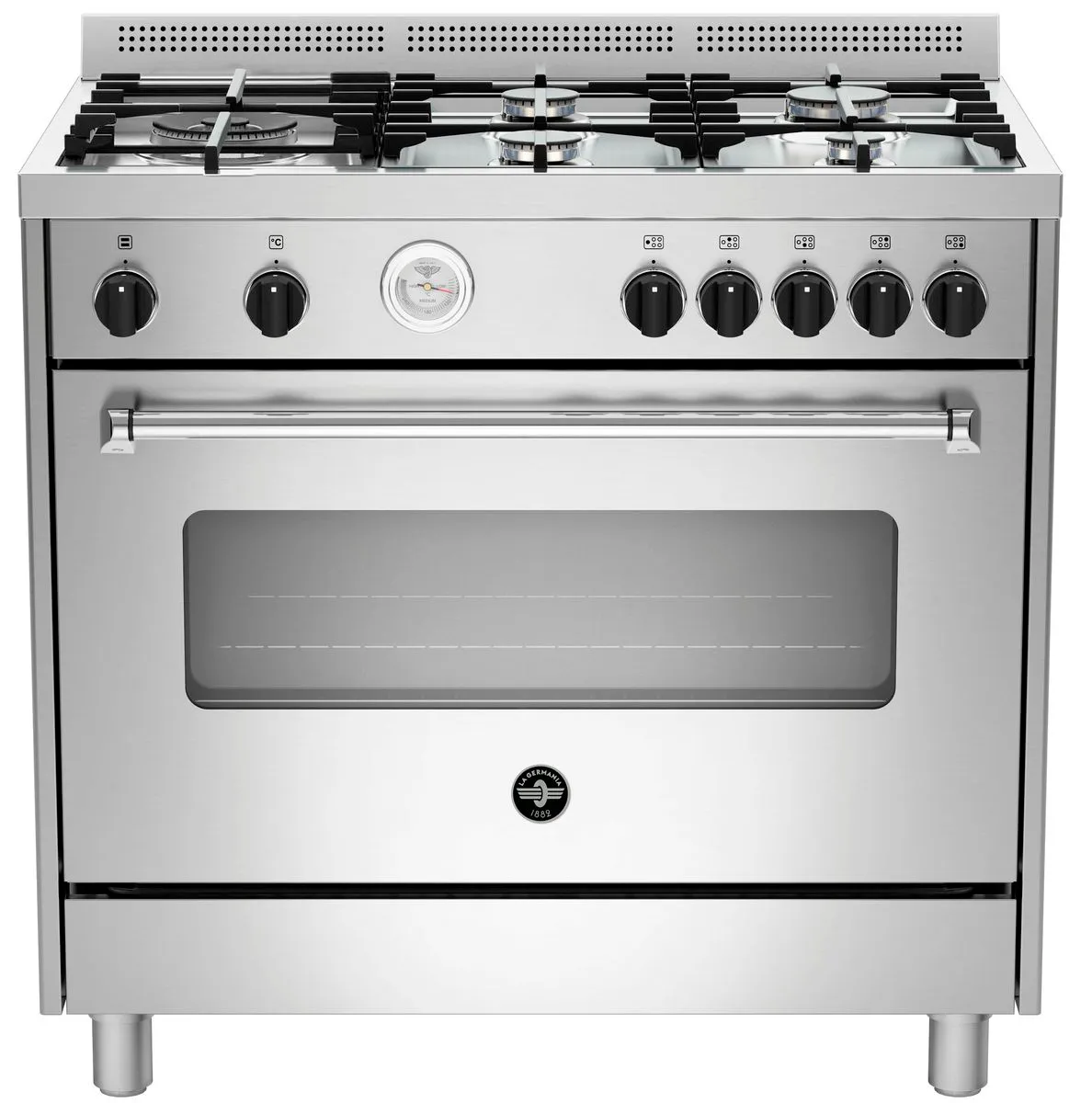 La Germania Americana 90cm Full Gas Stove 5 Burn Gas oven & Gas Grill Steel