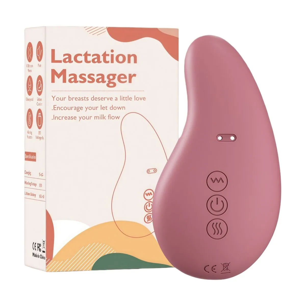 Lactation Massager With Heat & Vibration, Breastfeeding Milk Flow Aid