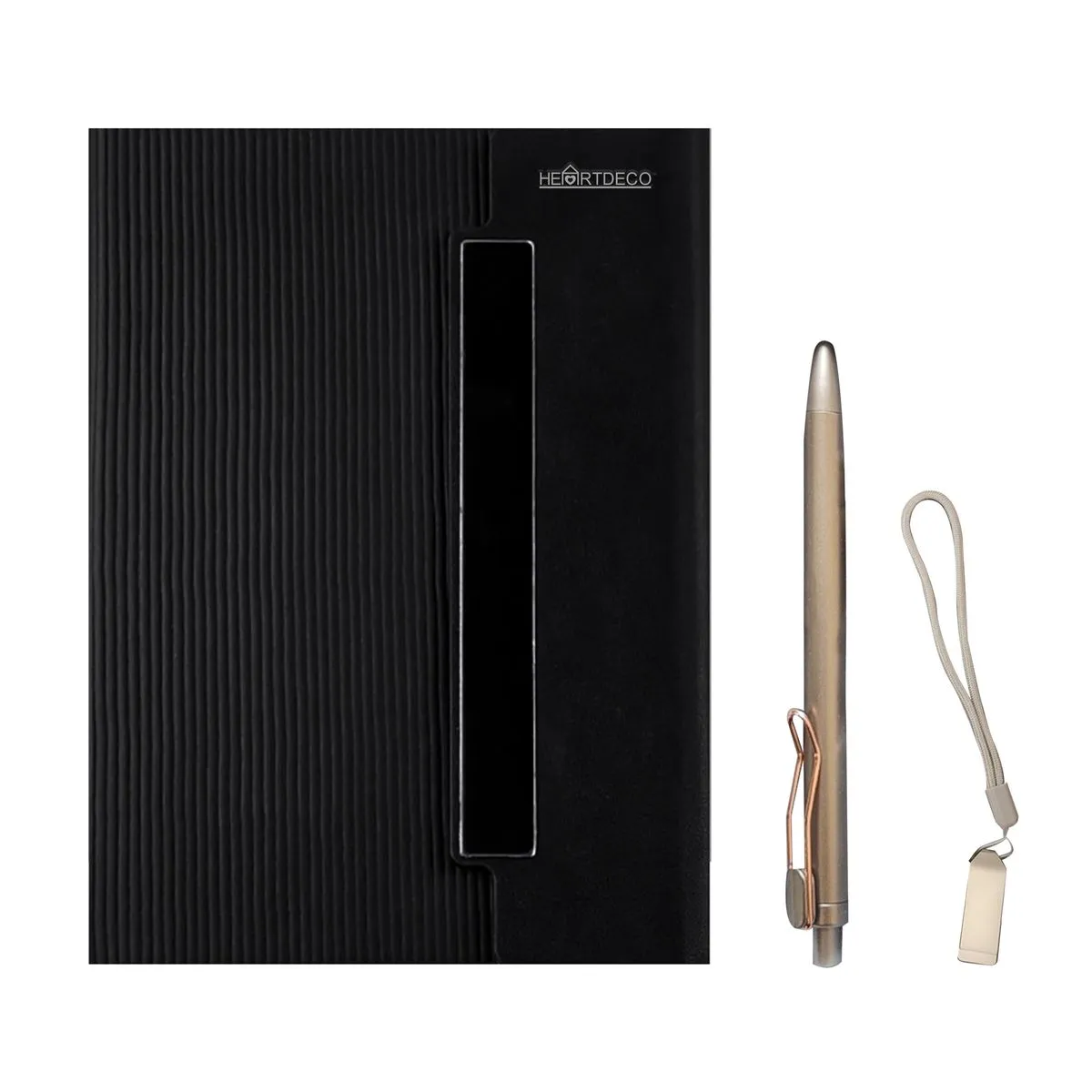 Heartdeco Magnetic Journal Gift Set - Includes 32GB USB, Pen, and Lanyard - Black