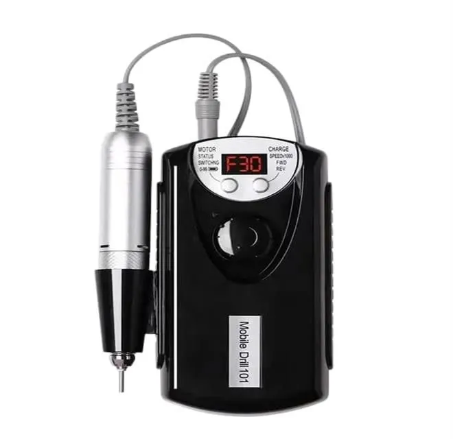 35000rpm Portable Electric Cordless Nail Polish Removal Drill Machine Set - Black