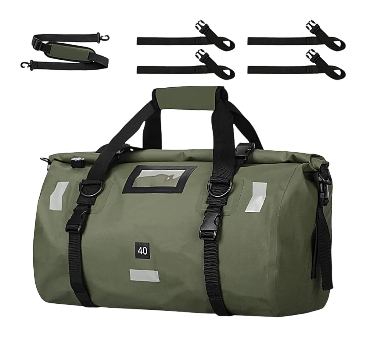Duffle Bag for Travel Motorcycle Tail Bag Trunk/Rack Bag Dry Bag For Riding - Green