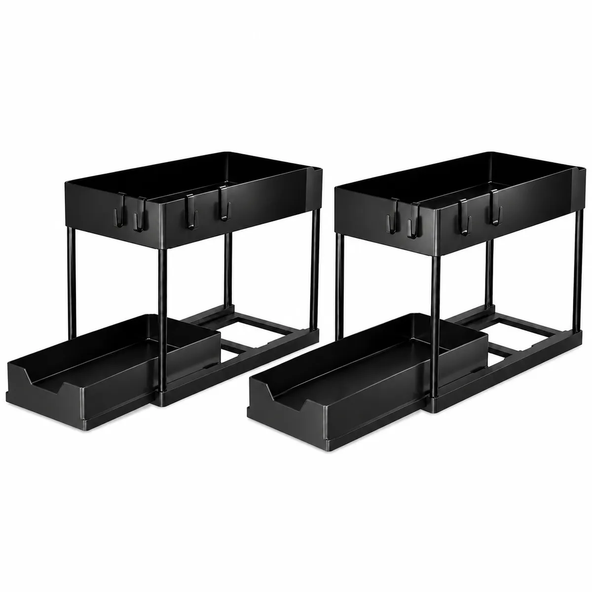 SKY-TOUCH Pull-Out Under Sink Organiser Rack with Hooks 2 Piece