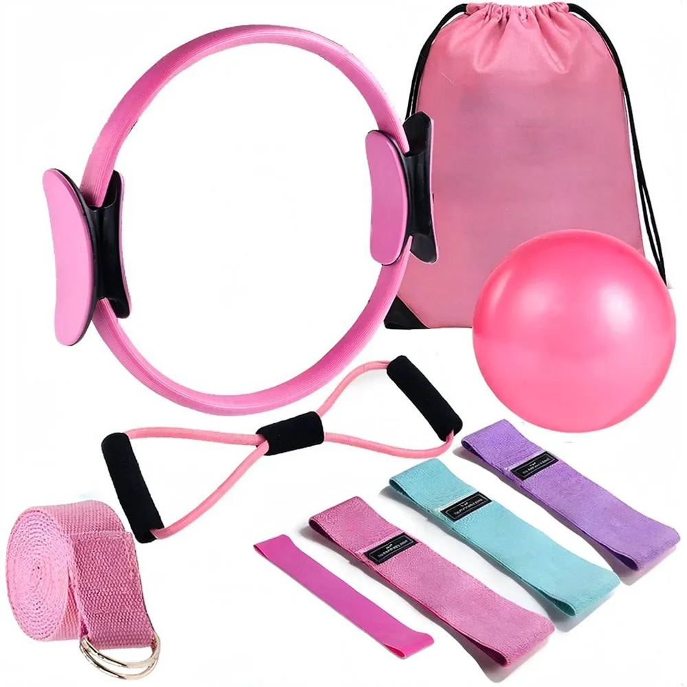 Pilates Resistance Band Set with Ring, Ball & Door Anchor