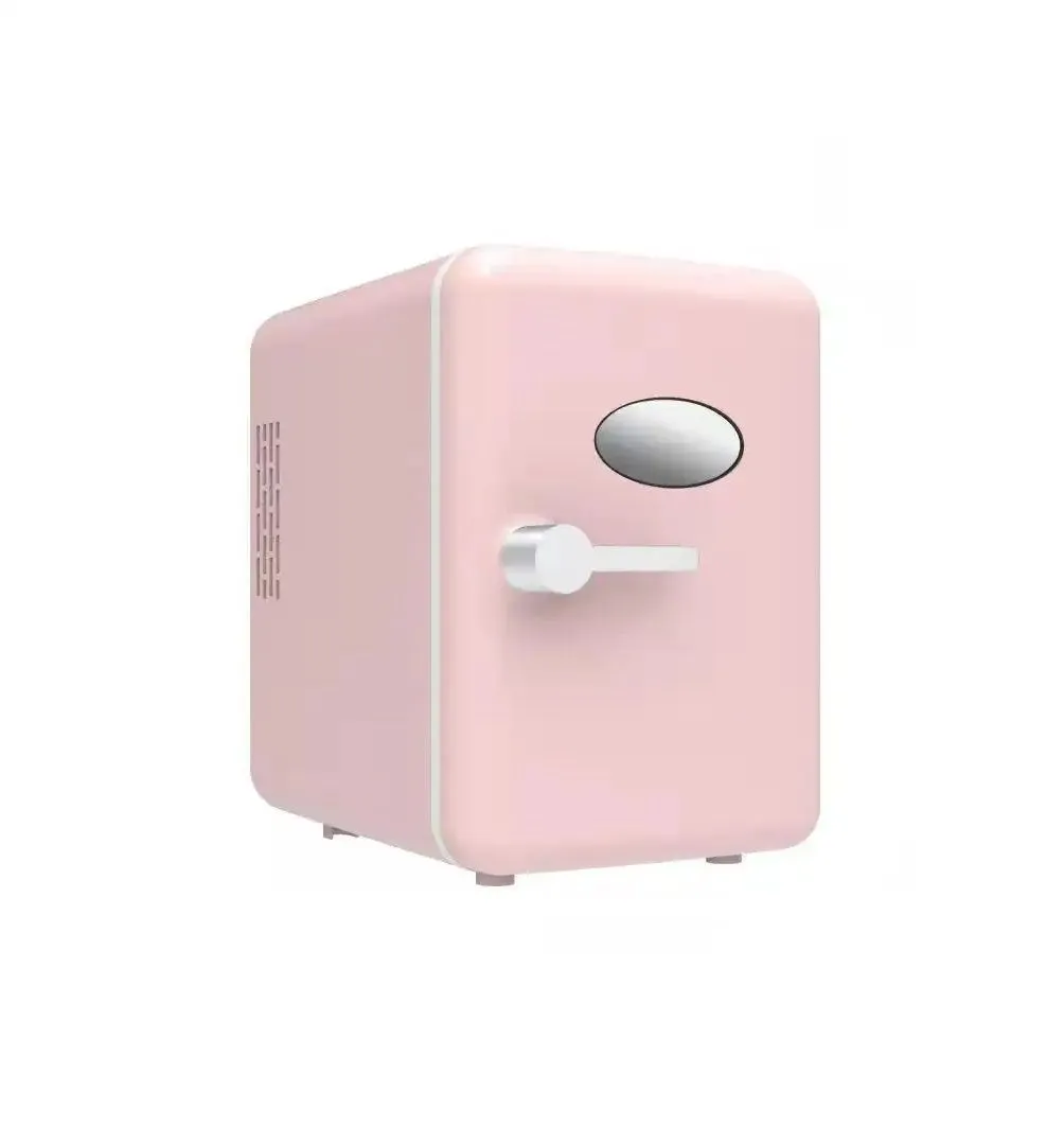 4L Portable Compact Multifunction No Noise Retro Mini Fridge - Pink