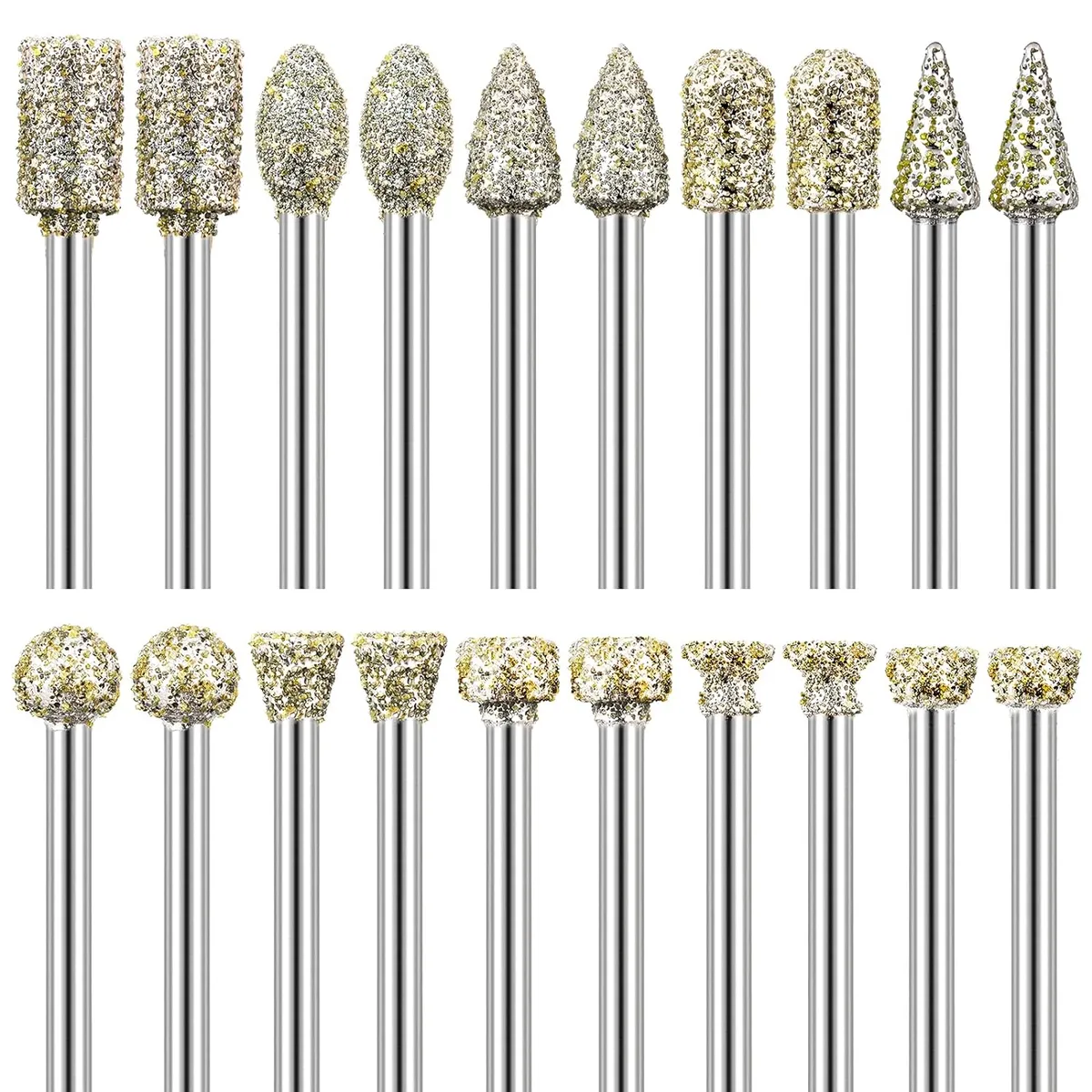 Diamond Grinding Burr Drill Bit Set for Dremel Rotary Tool 20Pcs Burr Bits