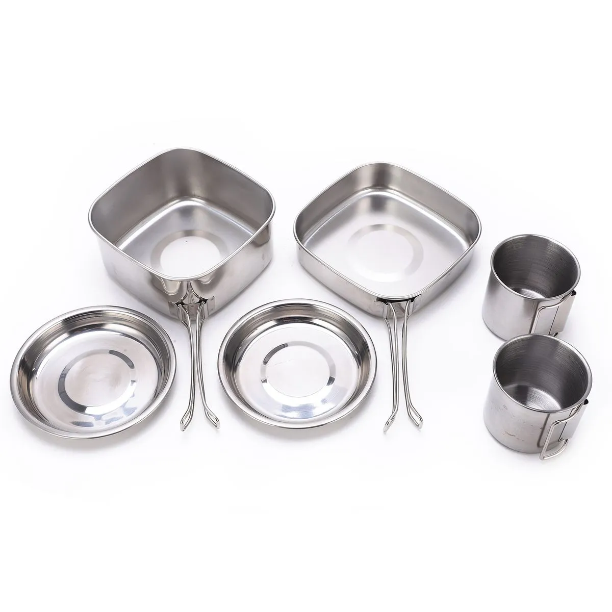 Camping Cookware Set 6Pcs Stainless Steel Portable