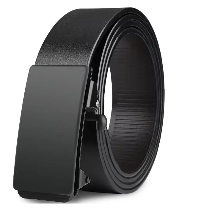 Men's Leather Toothless Automatic Buckle Cowhide Belt