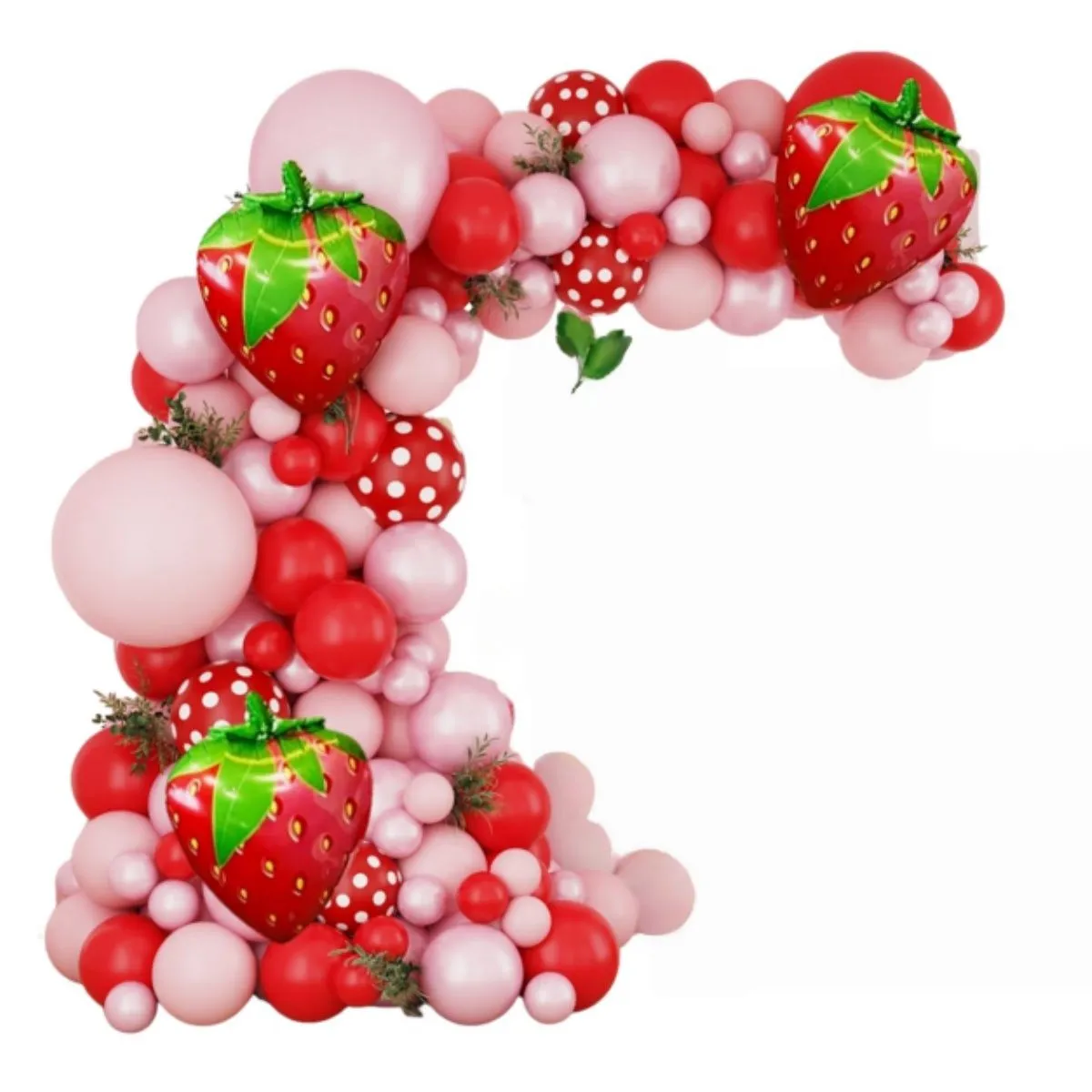 128 Pieces Strawberry Balloons Arch Kit-Red and Pink Balloon Garland