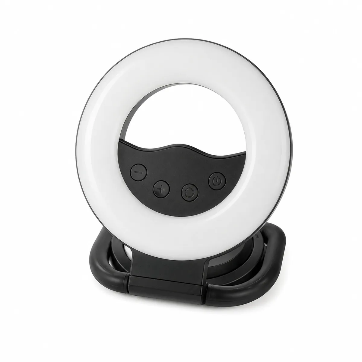 Phone Selfie Ring Light Holder with Foldable Desk Stand - Black