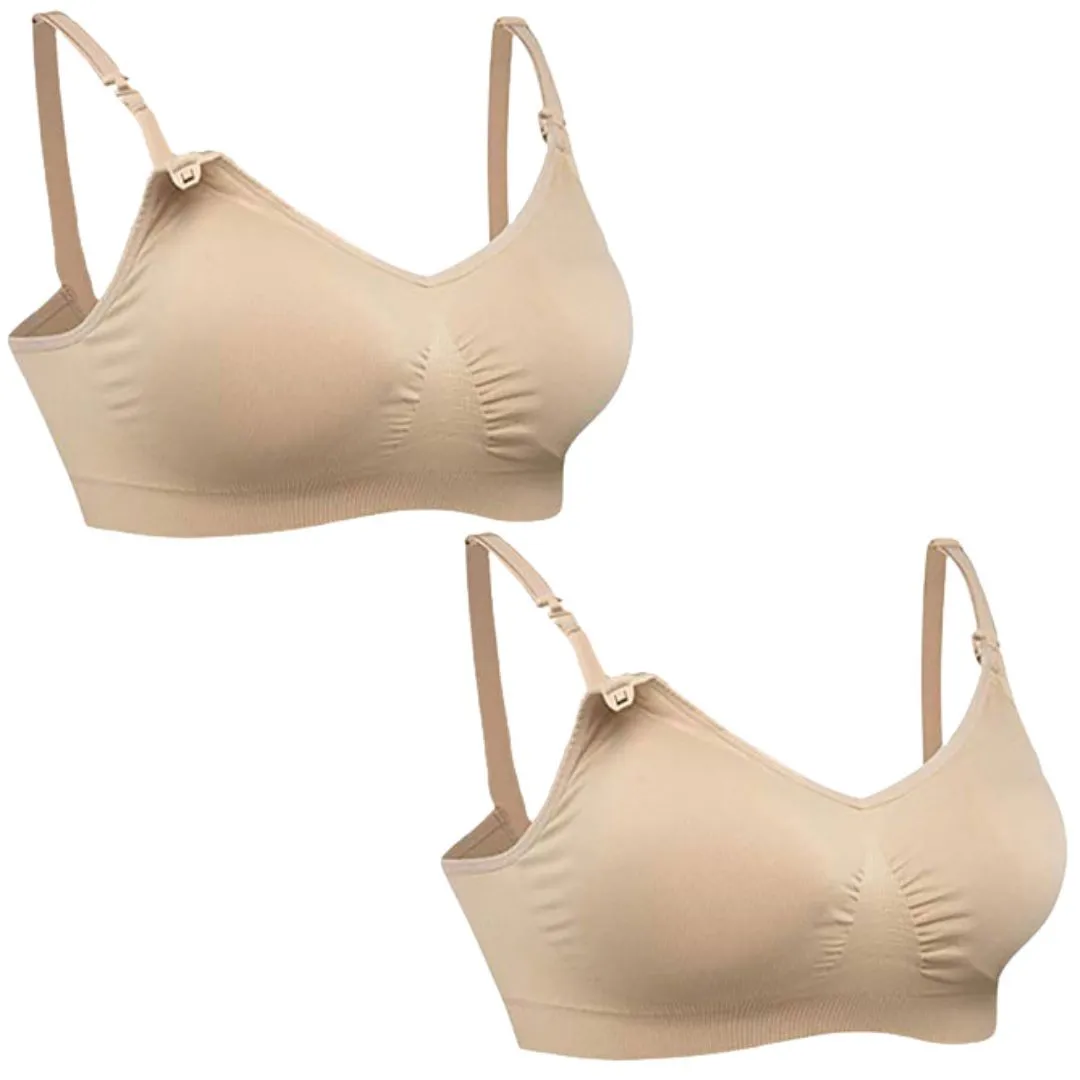 Set of 2 Seamless Hands-Free Breast Pump Bras with Waist Extender Clip